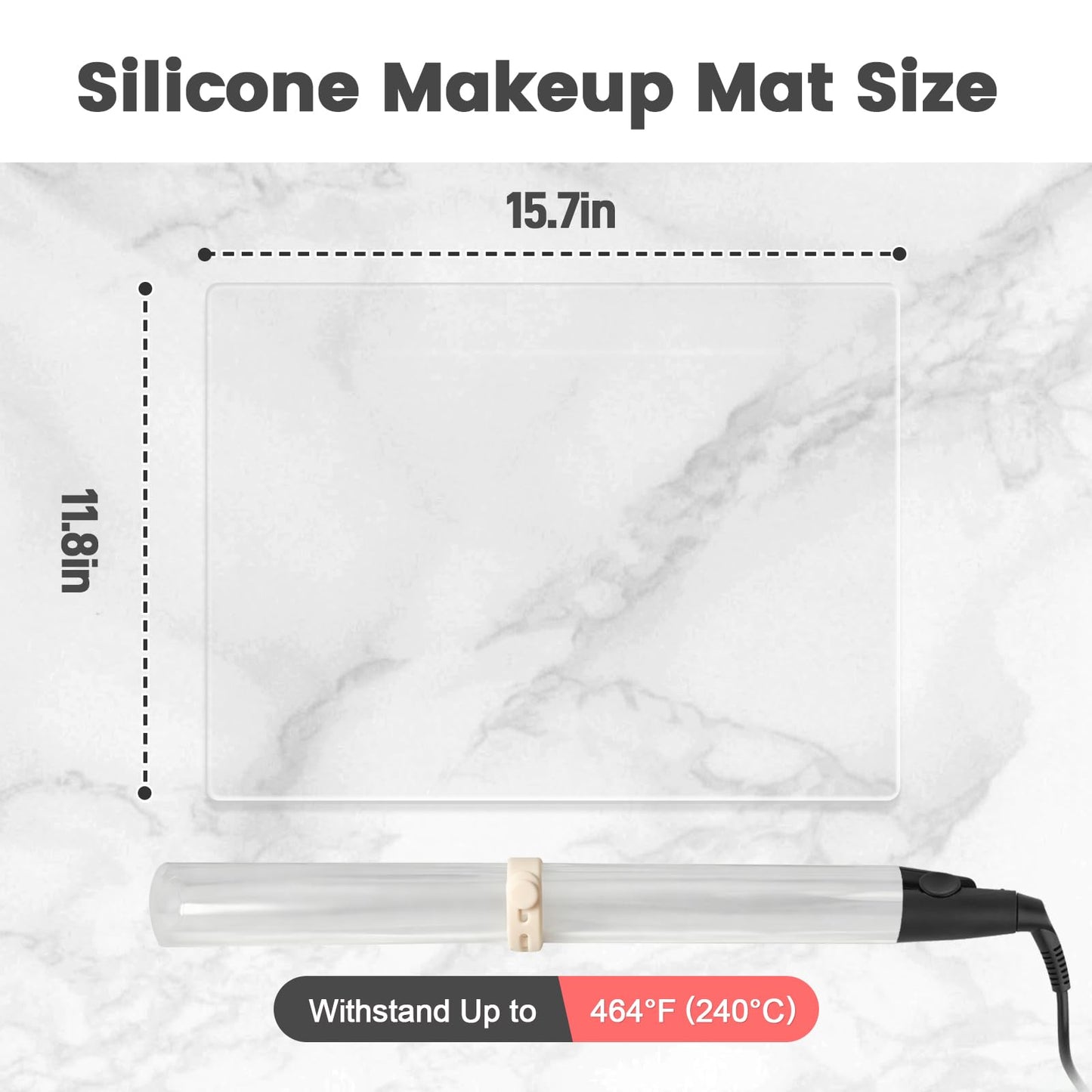 Silicone Makeup Mat for Vanity, 15.7" x 11.8" Heat Resistant Clear Desk Mat, Easy to Clean Water Vanity Protector Mat, Portable Makeup Accessories for Use While Traveling