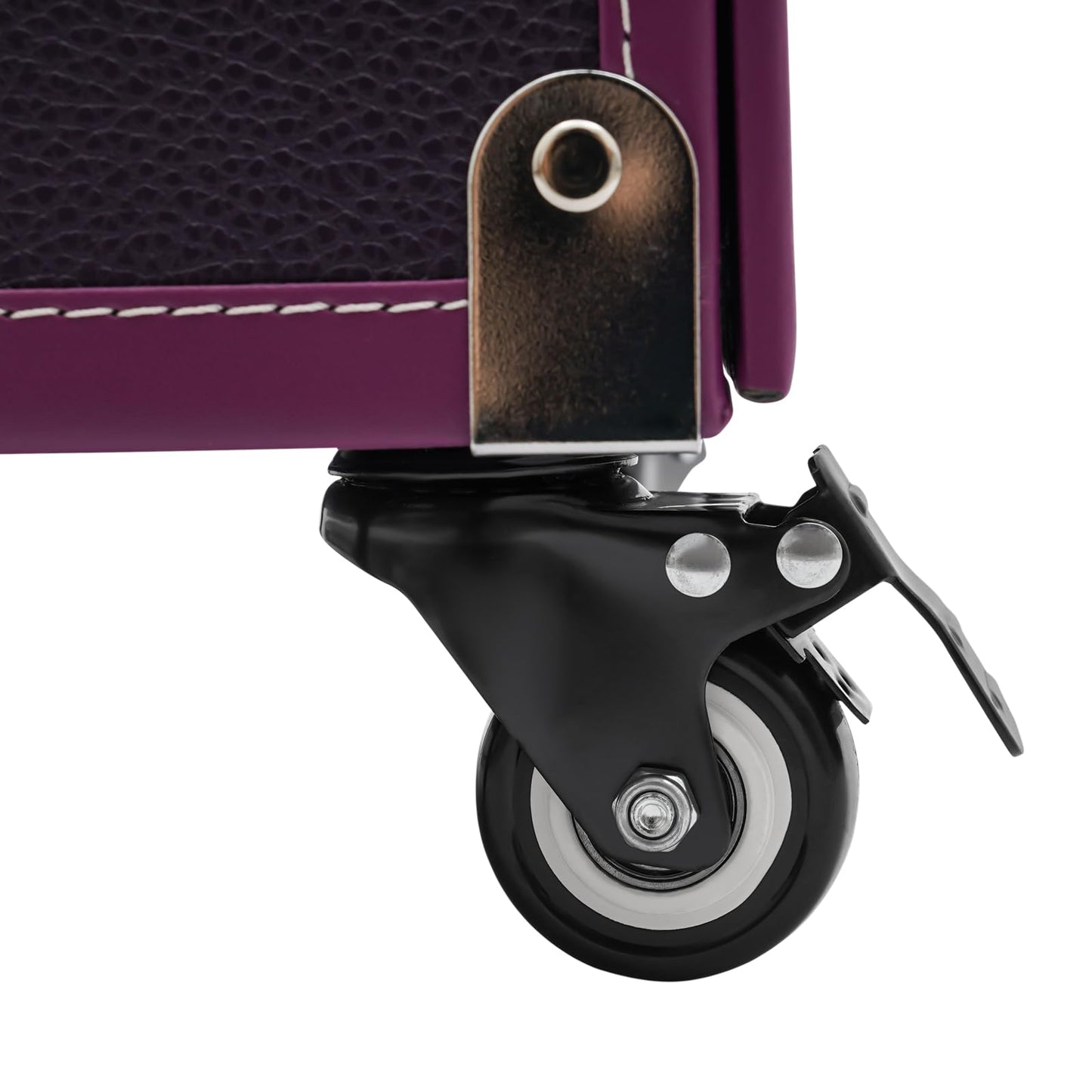 FLYHERO Professional Makeup Trolley Case, Rolling Makeup Nail Case Makeup Train Case with 4 Wheels Jewelry Travel Cosmetic Organizer Makeups Train Suitcase for Outdoor, Travel (Silver+Purple)