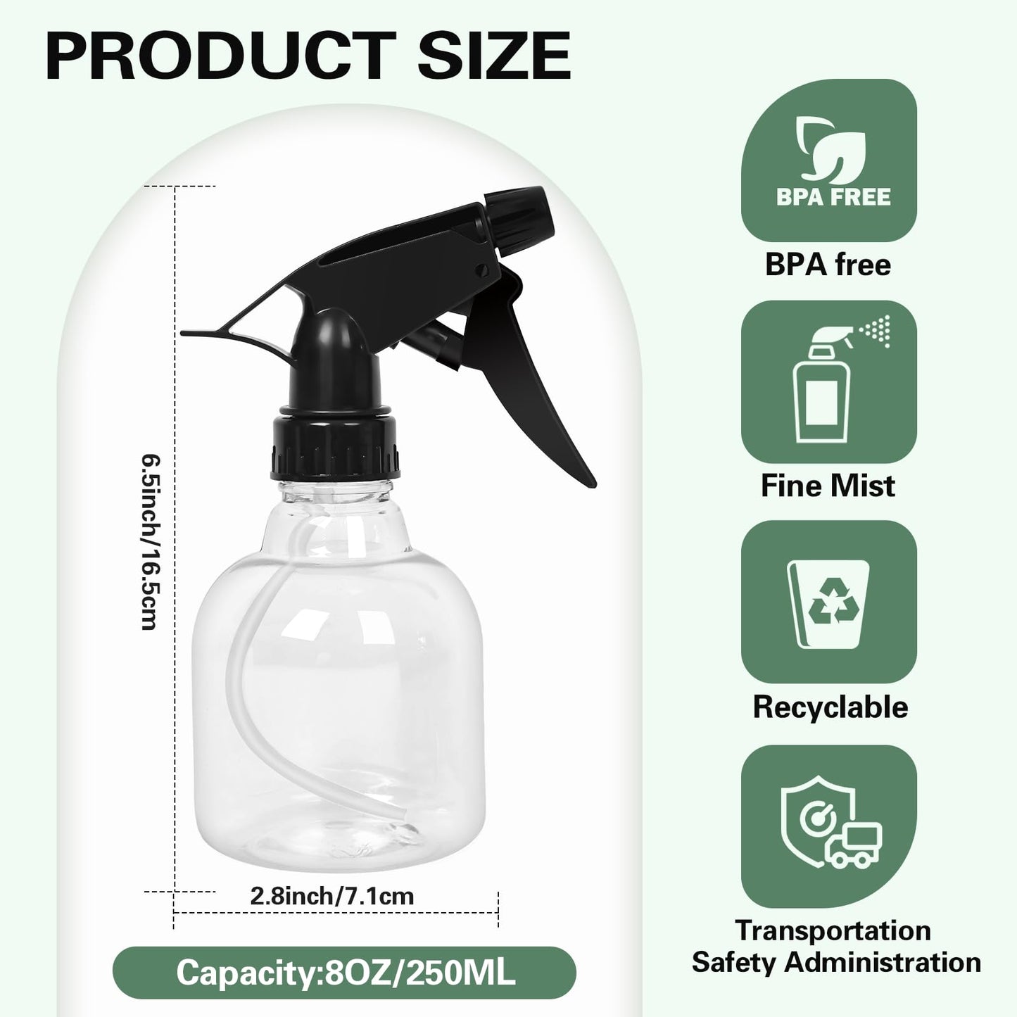 Thsofam 20 Pieces Plastic Spray Bottles Bulk 8 oz/250ml Small Empty Spray Bottles Sprayer for Hair Mister Spray Bottle Watering Plants Showering Pets
