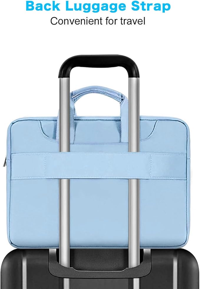 MOSISO 360 Protective Laptop Shoulder Bag Compatible with MacBook Air/Pro, 13-13.3 inch Notebook, Compatible with MacBook Pro 14 inch M5 M4 M3 M2 M1,Matching Color Sleeve with Belt, Airy Blue