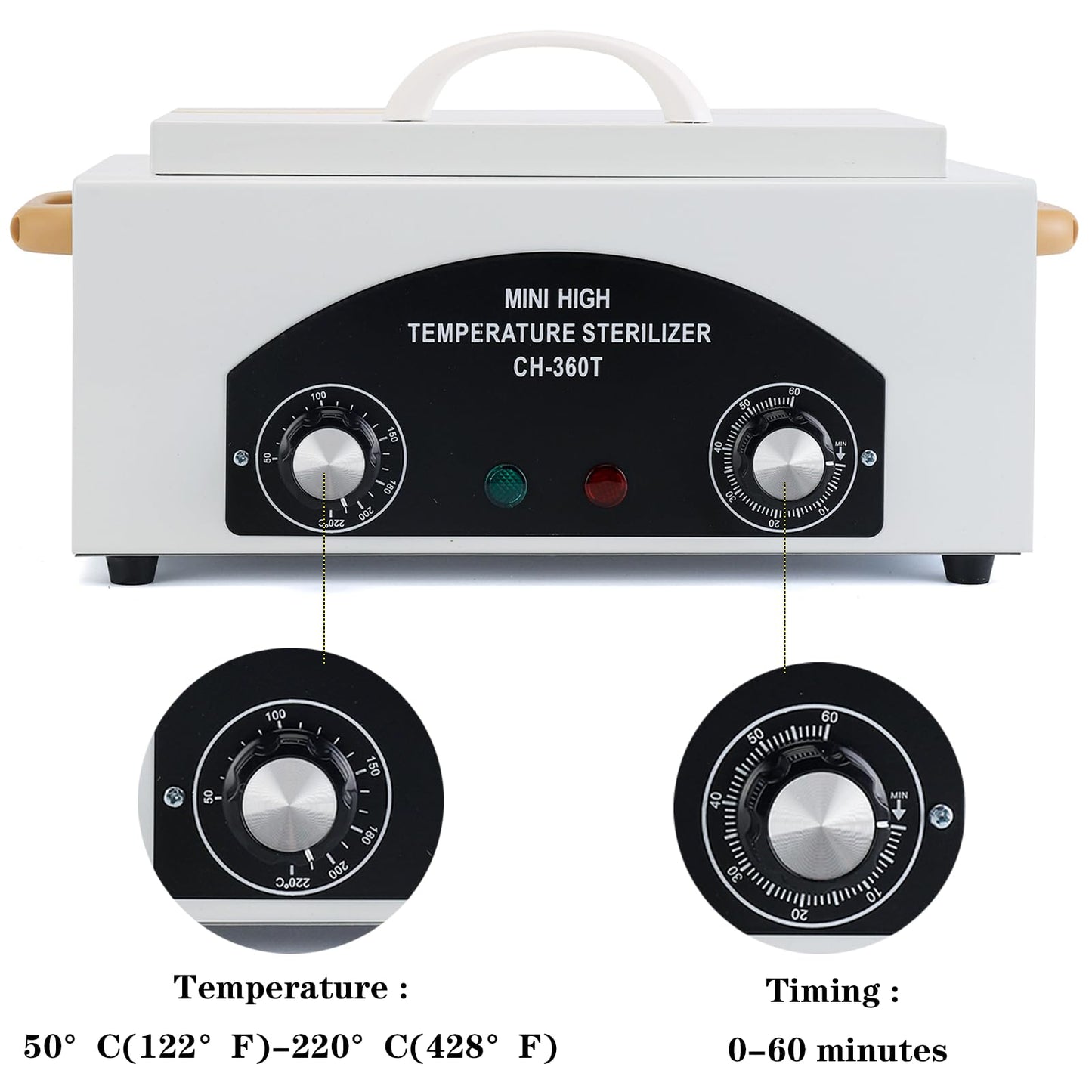 WINB High Temperature Sterilizer Autoclave Machine, Mini High Temperature Autoclave Machine with Timer 110V 300W, 1.5L Capacity, for Dental Tools, Nail Salon & Barber Equipment with Handle