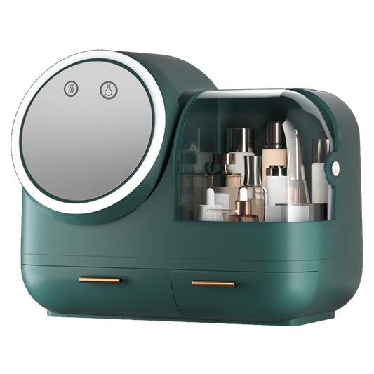 ZephyVita Makeup Box with LED Mirror Large Capacity Drawers(Green)
