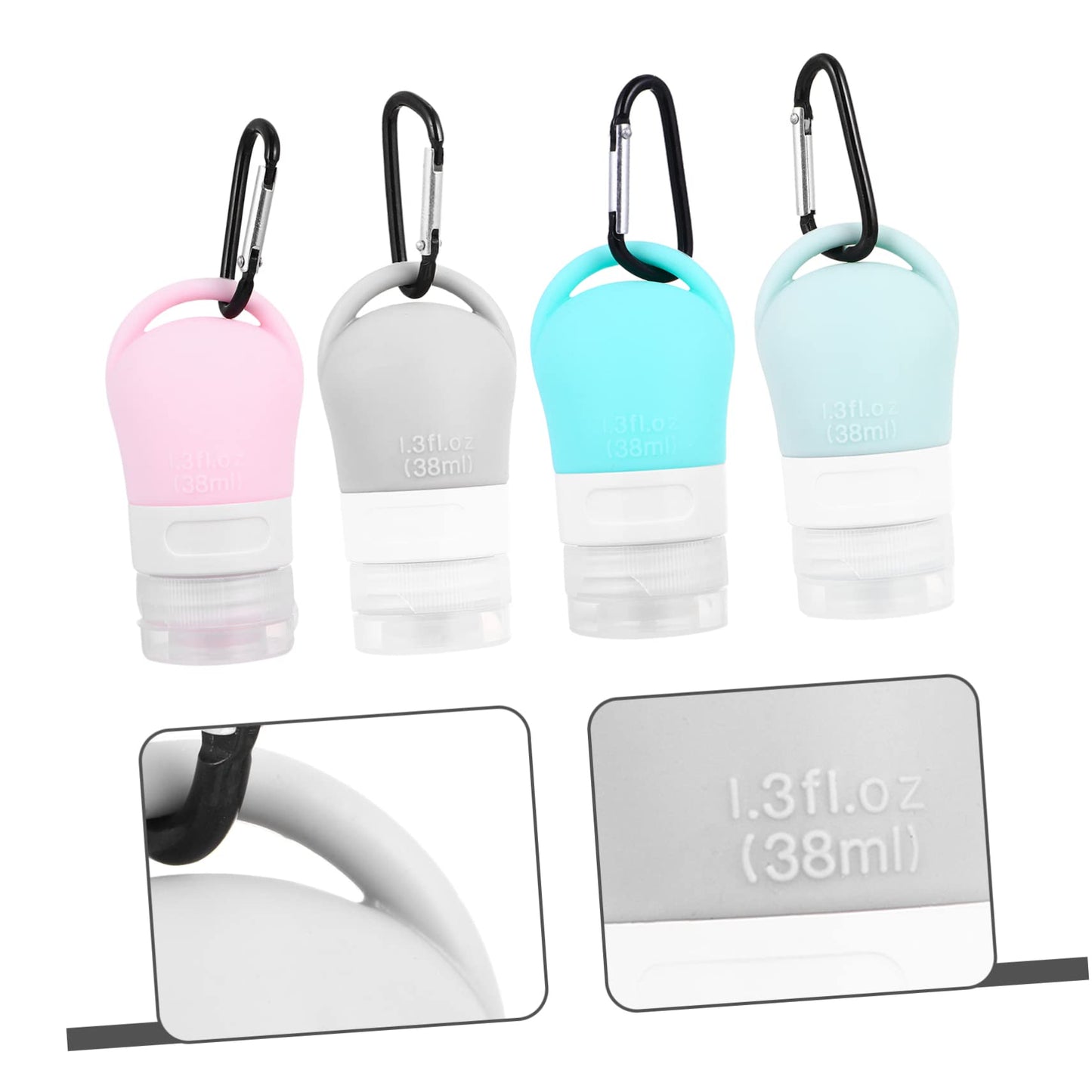 YARNOW 4pcs Packaging Silicone Storage Bottle Mini Plastic Containers Silicone Keychain Mini Travel Bottles Refillable Keychain Bottle Lotion Bottles with Hook Travel Bottle Holder Liquid