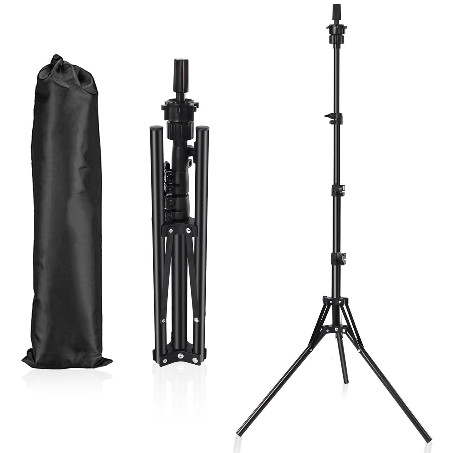Pet Baby Mannequin Head Stand, Adjustable Wig Stand, Reinforced Metal Mannequin Head Stand for Cosmetology Hairdressing Training, Black