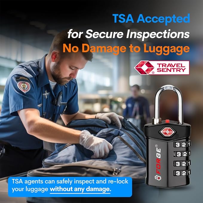 Forge Travel Lock,TSA Approved Luggage Locks for Air Travel, Gym Lockers, School Lockers, Pelican Cases, Gun Case, Easy Read Dials, Durable Alloy Body