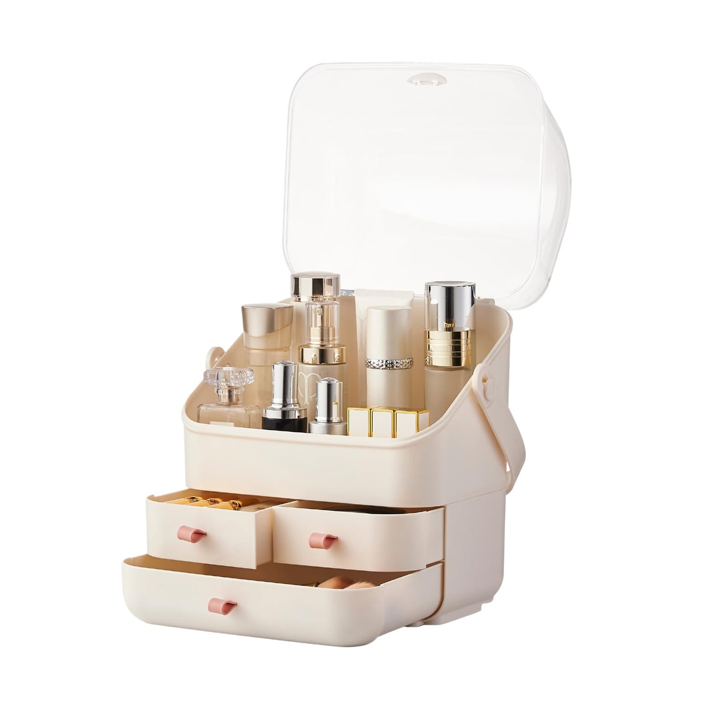 Large Makeup Organizer w Drawers Beauty Organizer Makeup Box Holder Vanity Organization Desk Countertop MakeUp Organizers Bathroom Counter Organizer Skincare Cosmetic Case Stand Dustproof Lid Gift