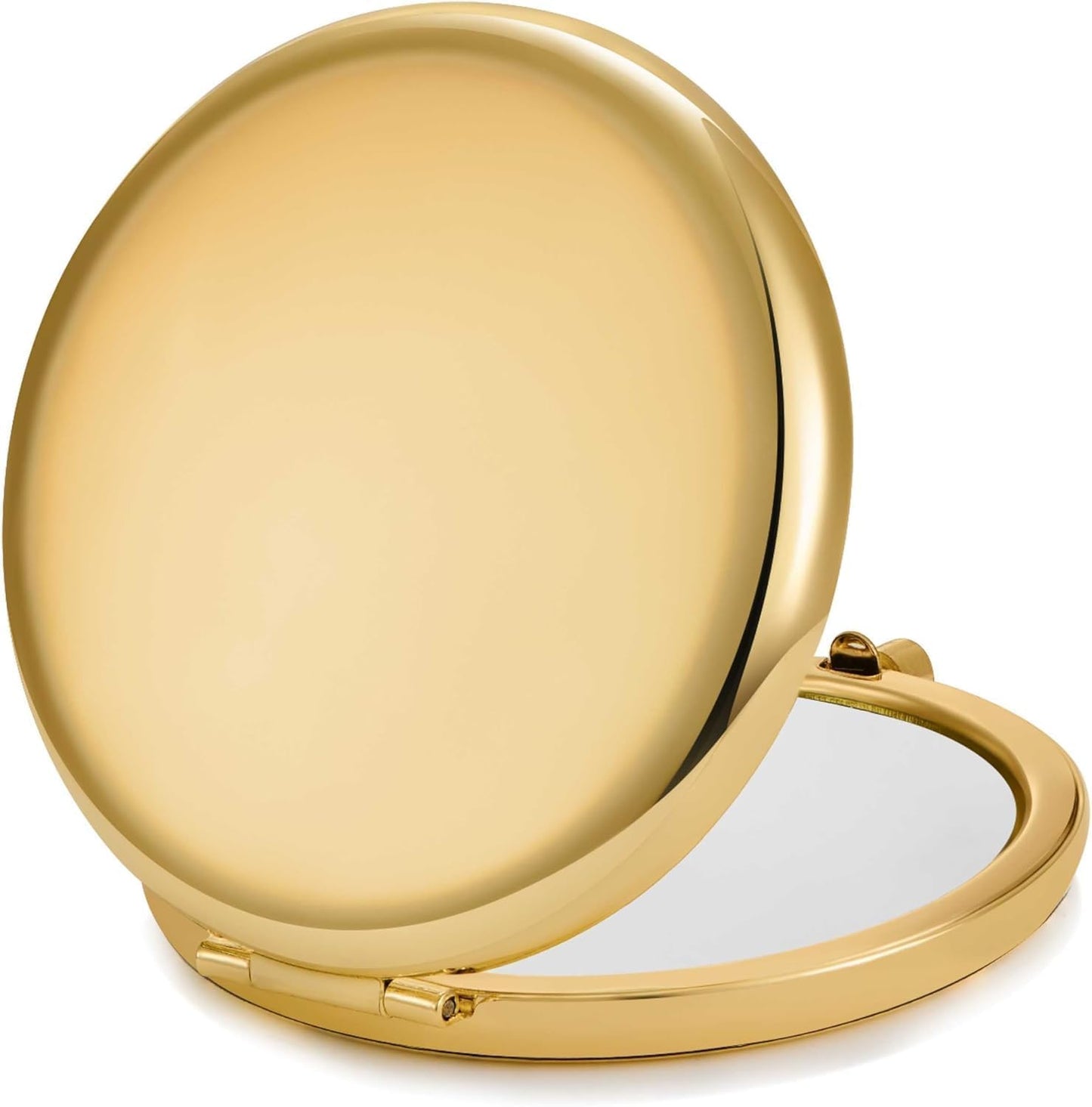 QUSTGO Compact Mirror, Pocket Travel Makeup Mirror for Purse, Metal Round Shell, 2-Sided 1X/2X Magnifying, Portable, Folding, Handheld, Gold, 18 Pack