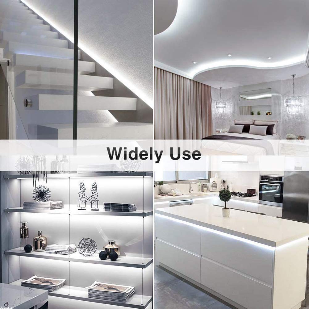 CT CAPETRONIX White LED Strip Light, 49.2 Feet 24 Volt LED Light Strip White, 6000K Daylight Super Bright LED Tape Light for Bedroom, Kitchen, Closet, Cabinet, Mirror, Indoor(Dimmer Included)