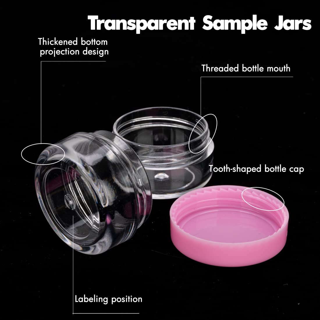 5 Gram Sample Containers with Lids, 200 Count 5ML Sample Jars, Empty Cosmetic Containers with Lids, Small Makeup Travel Containers for Glitter, Lotion, Cream, Beads, with Labels, Mini Spatulas