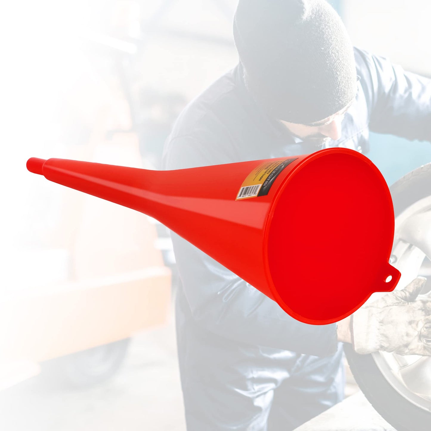 KarZone Long Neck Funnel, Oil Funnels for Oil Change, Long Funnels for Transmission Fluid, Automotive Funnel for Gas & Lubricants (12.0 Fluid Ounces, Red)