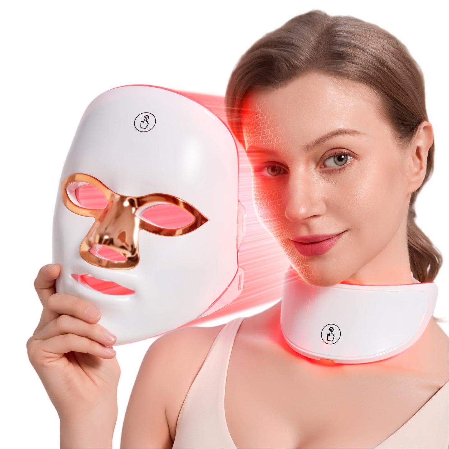 Aesthifae LED Face Mask for Wrinkles, Red Light Therapy for Face, Cordless NIR Red Light Therapy Mask with 7 Light Modes, 426 LEDs Rechargeable for Glowing Skin at Home White