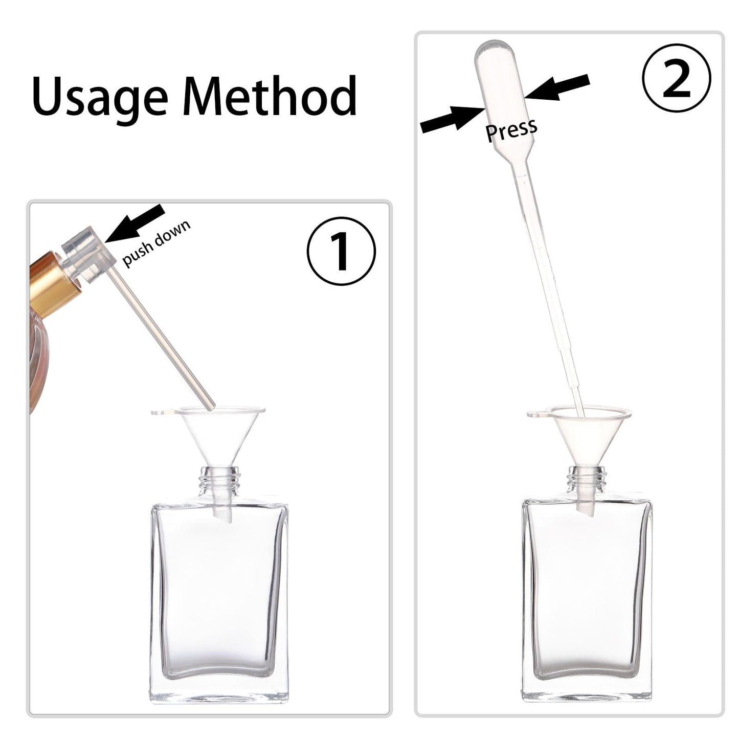 Empty Glass Perfume Bottle, Mini Portable Square 30ml Transparent Refillable Liquid Perfume Bottle for Eau De Toilette, Glass Perfume Bottles for Women- 8 Pack (Clear)