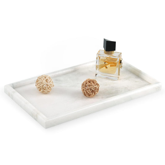 Koville African Natural Marble Tray, 12"x7" Coffee Table Vanity/Decorative Tray for Jewerly, Watch, Perfume Candle Tray for Bedroom/Bathroom/Kitchen Countertop