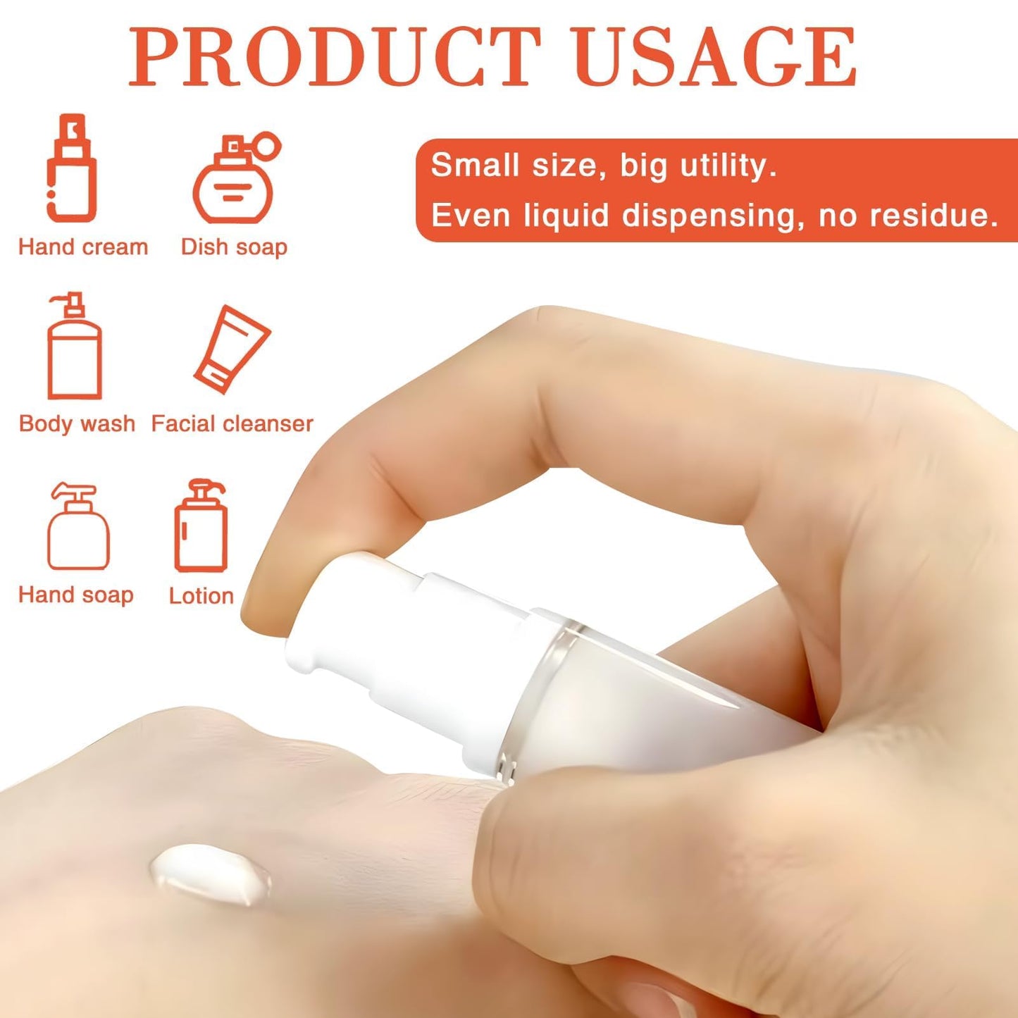 Airless Pump Bottles - Refillable Vacuum Travel Containers for Lotion, Cream, Serum, Foundation, Leak-Proof Clear Plastic Mini Dispensers, BPA-Free Travel Toiletry Pump 4 Pack 10ml