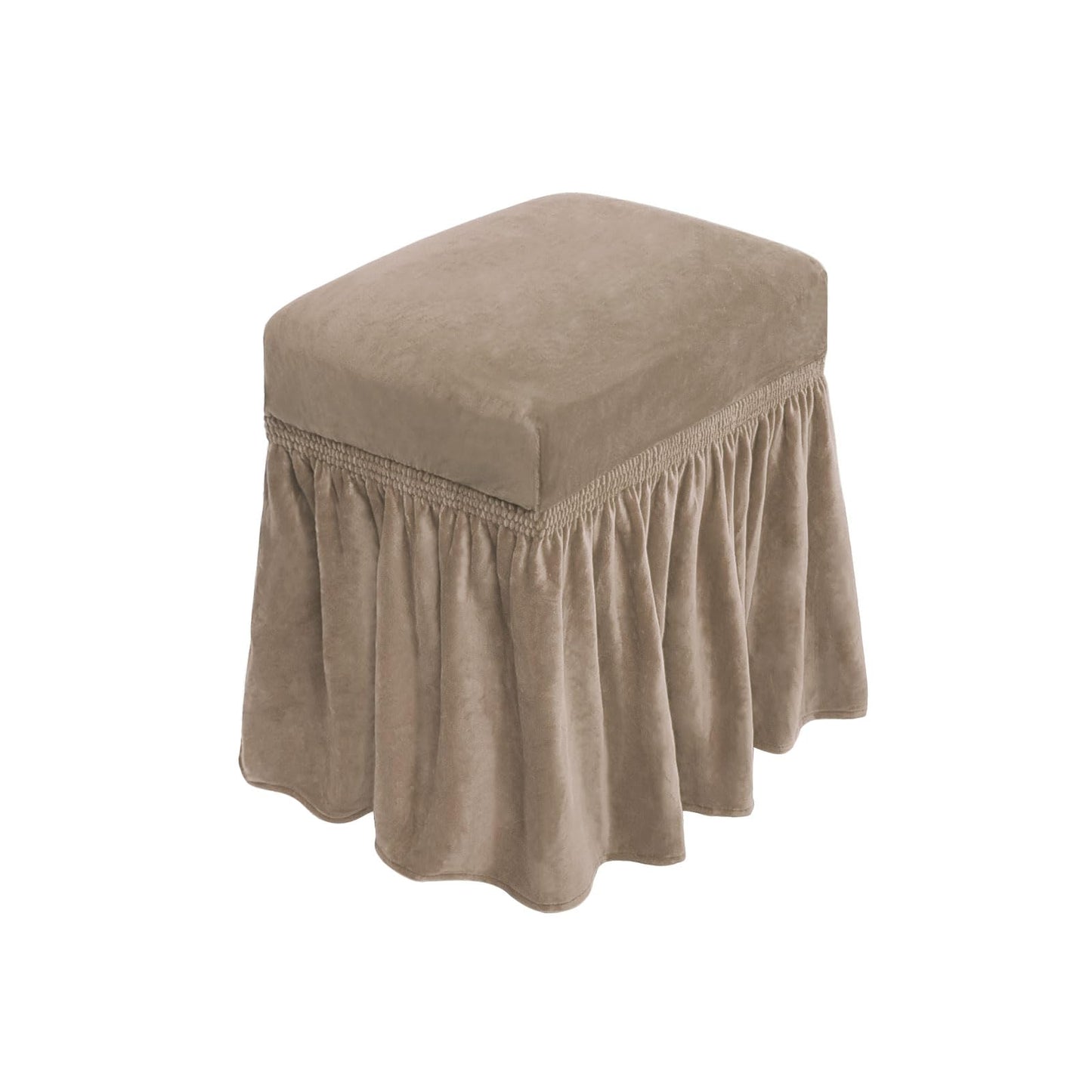 NICEEC Spandex Stretch Vanity Bench Cover with Skirt Removable Super Soft Rectangle Bench Slipcover Washable Bench Cushion Seat Covers for Living Room Bedroom Kitchen(Coffee)