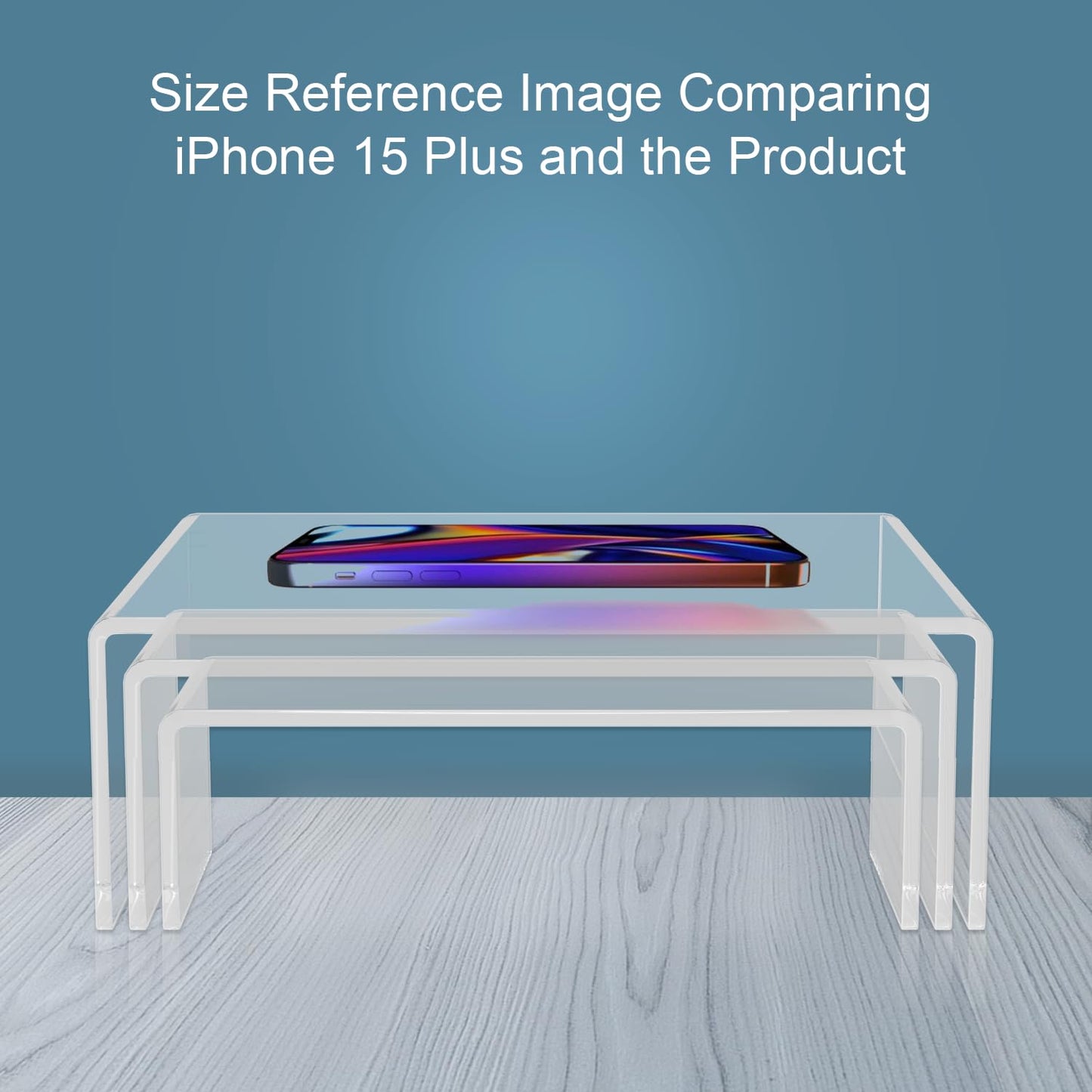 ADColor 6 Pack Acrylic Display Risers, 3 Sizes Clear Product Stand, Jewelry Display Riser Shelf Showcase Fixtures For Collectibles Display, Toy Figure Display - 2 Sets (8.4" to 10")