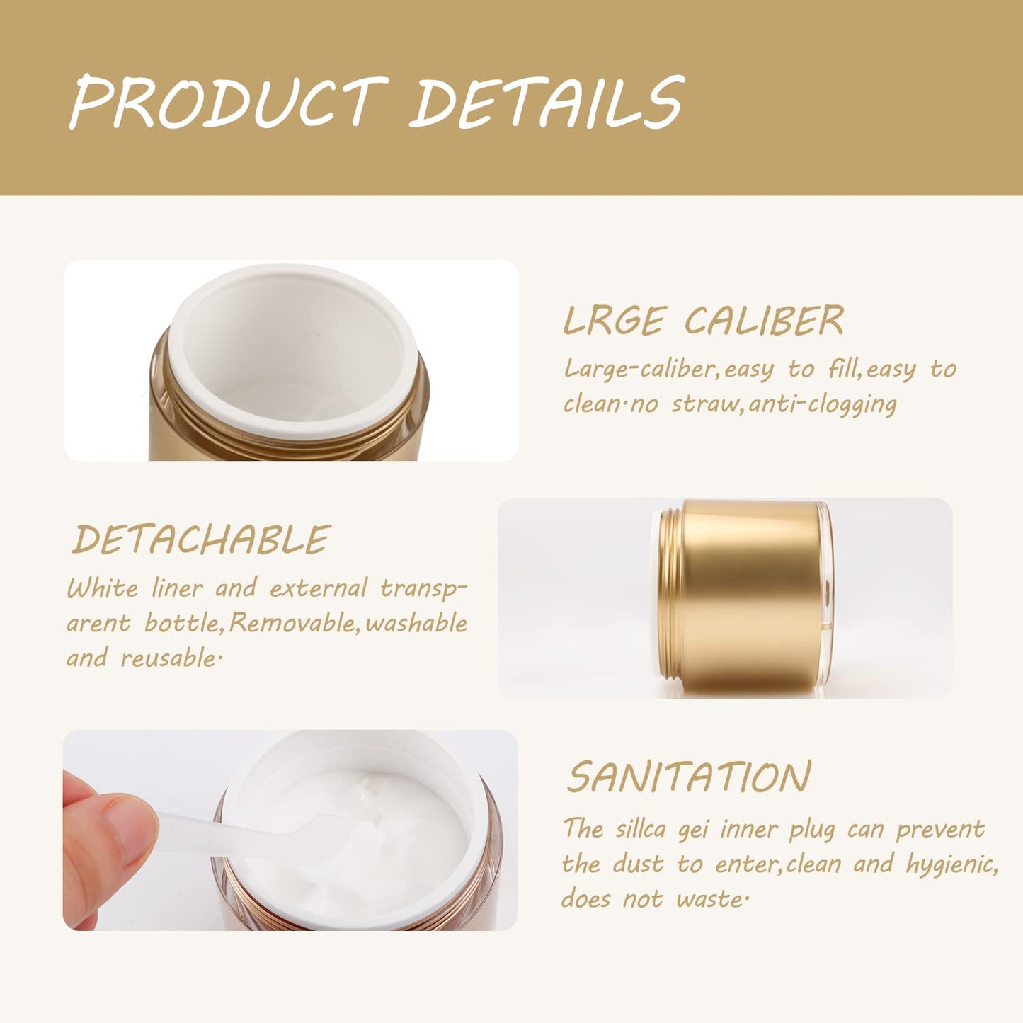 Cositina 4 Pack Airless Pump Jars,1.7Oz/50ml Empty Acrylic Airless Makeup Cosmetic Jar with Press Pump,Refillable Travel Lotion Jar With Lid for Thick Moisturizer,Creams,Gel Lotion,Rose-Golden