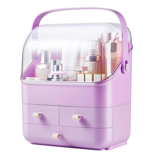 Large Makeup Organizer w Drawers Beauty Organizer Makeup Box Holder Vanity Organization Desk Countertop MakeUp Organizers Bathroom Counter Organizer Skincare Cosmetic Case Stand Dustproof Lid Gift