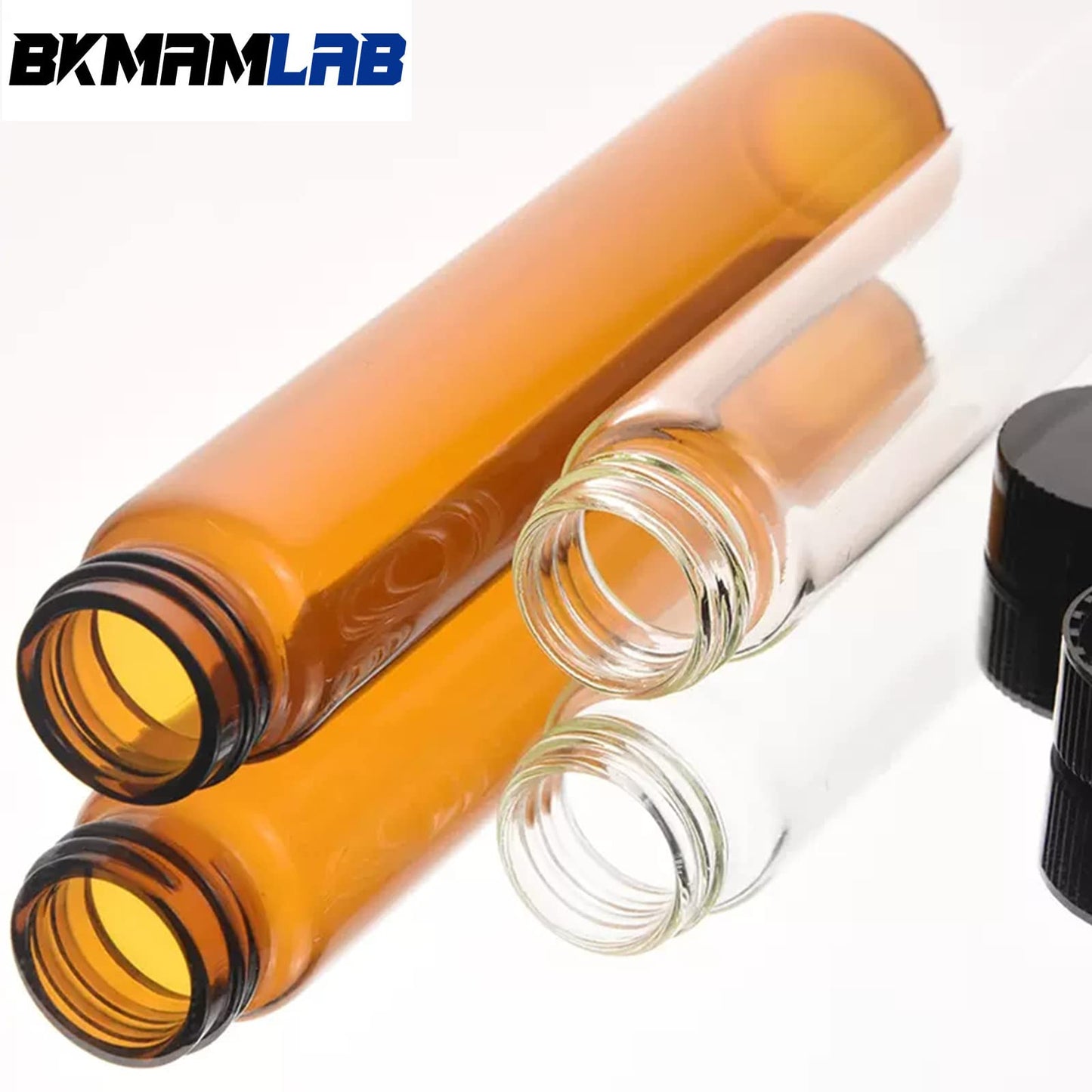 BKMAMLAB 5ml Amber Small Glass Vials 100pcs with Screw Caps(100pcs)