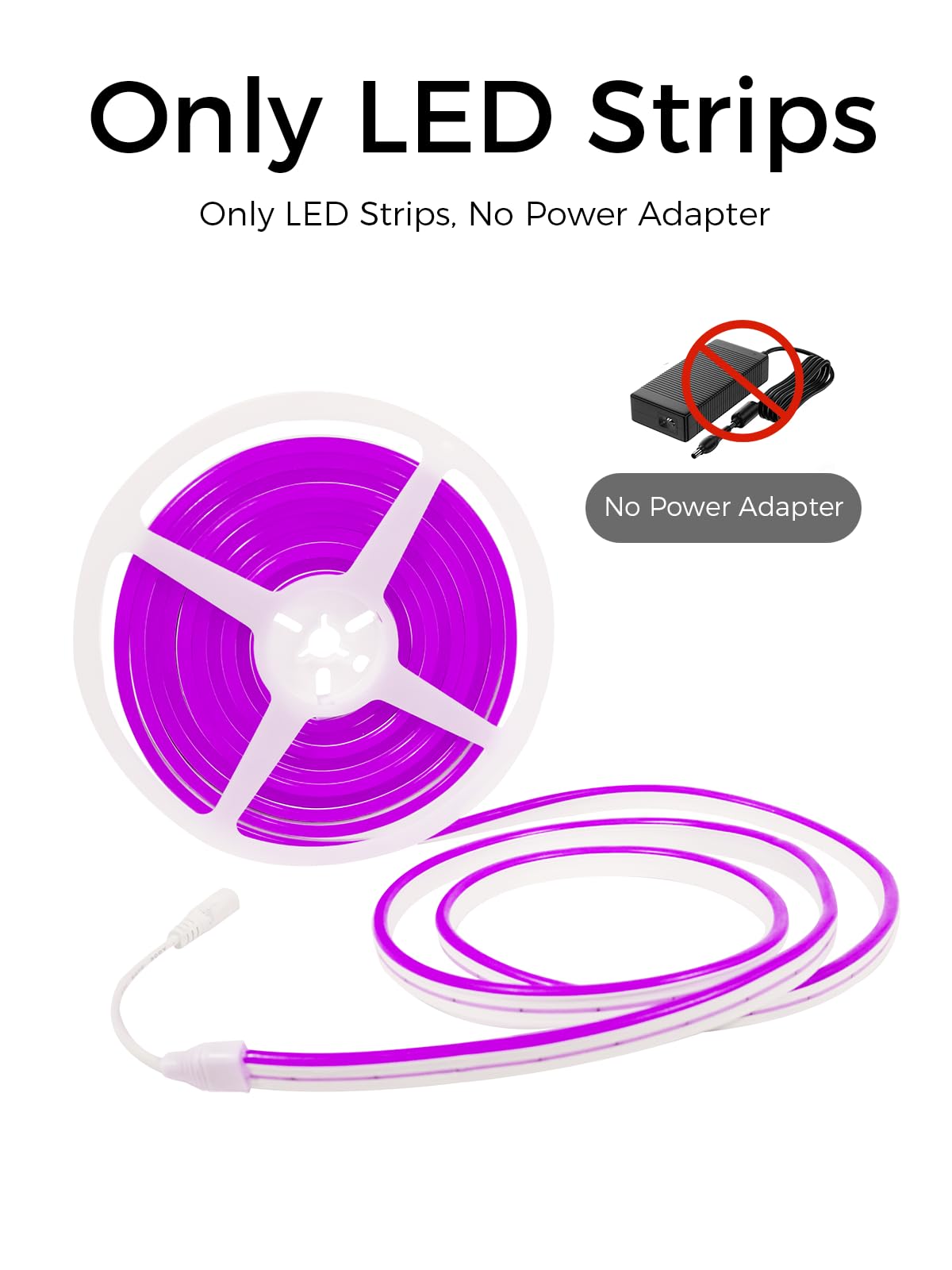 YM E-Bright Purple Led Neon Strip Light Without Power Supply, 5M 16.4Ft 600SMD Silicone Rope Lamp for Signboard Bar Home Building Indoor Outdoor Decoration Waterproof Flexible DC12V