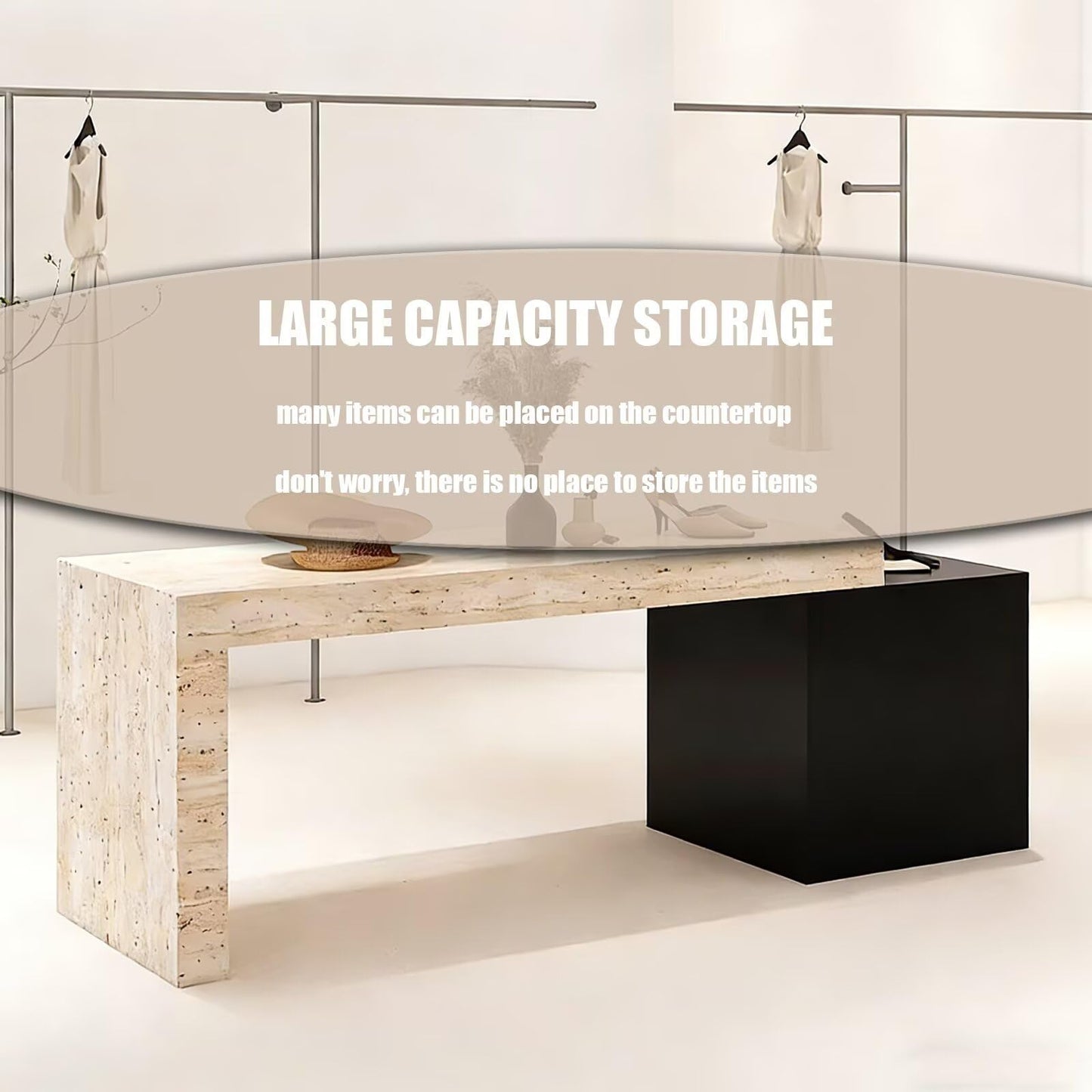 HHEvergreenEnsemble Retail Display Stand with Modern & Elegant Style, Handbag Display Rack & Shoe Stand Includes Double-Layer Design, for Boutique Retail Stores, 47.24 in