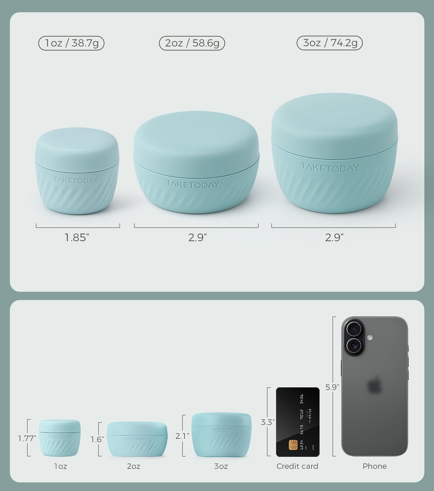 TakeToday Travel Containers for Toiletries, 2oz, 4 Pack, Apricot
