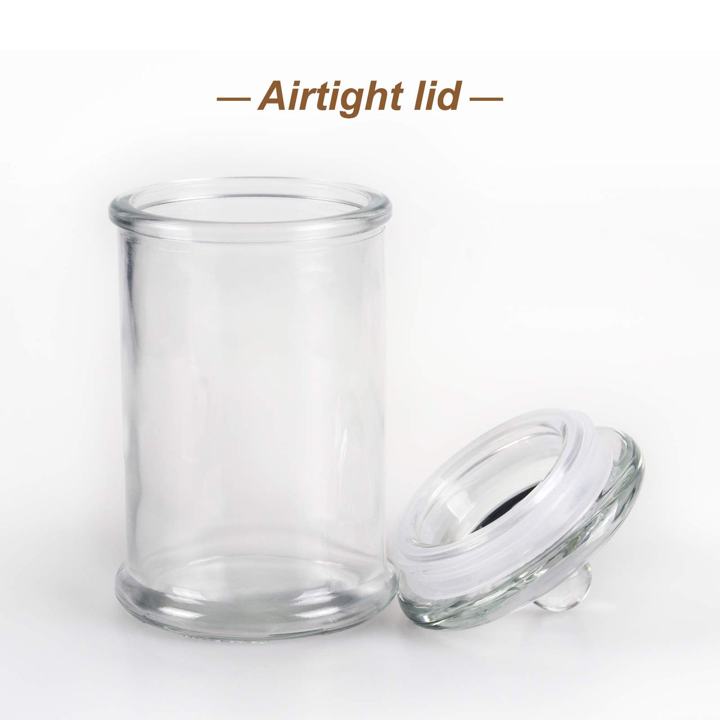 Easeen Mini Glass Apothecary Jars, Bathroom Storage Organizer Canisters for Cotton Swabs, Cotton Balls, Makeup Sponges, Bath Salts, Hair Ties, Makeup - Set of 3