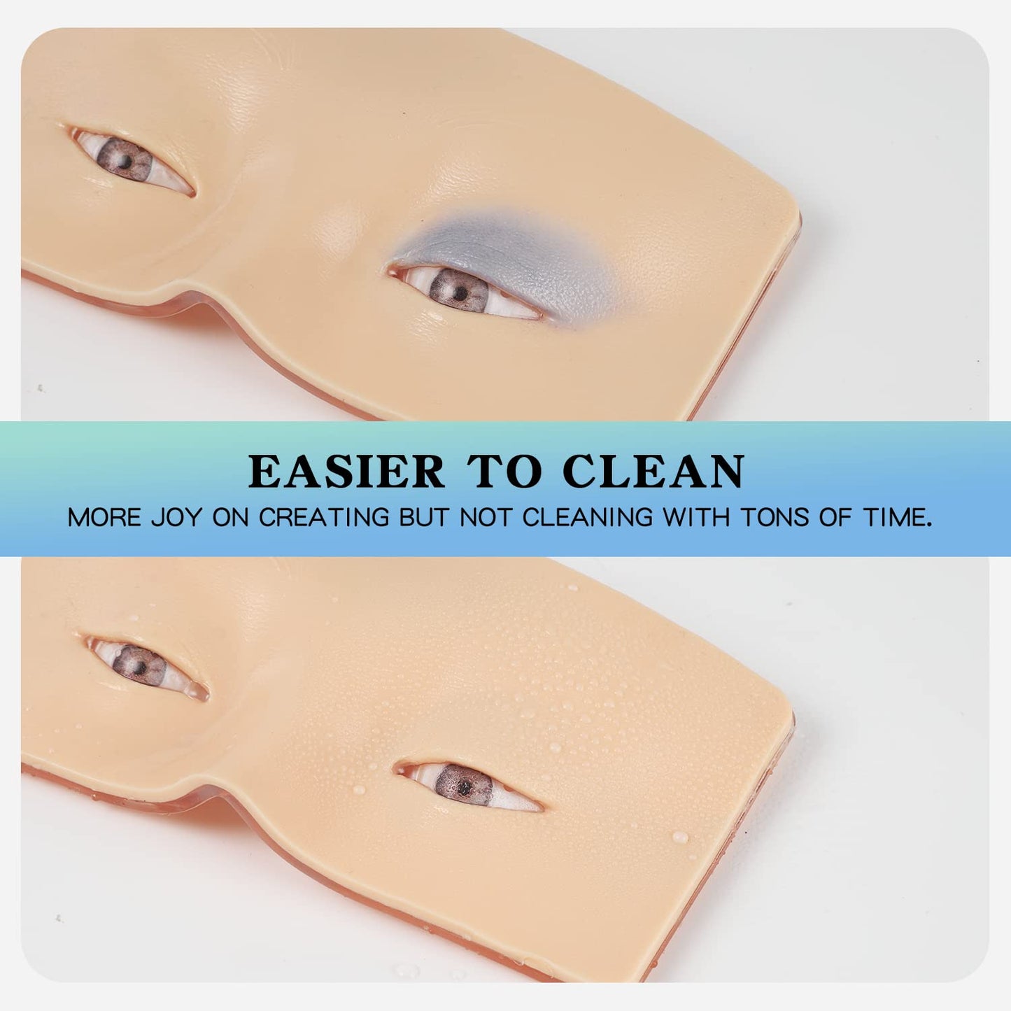 Bueuo Makeup Practice Face Board, 3D Reusable Silicone Make up Mannequin Face with 5PCS Makeup Brush, Eye Make up Practice Board for Beginner or Professional Enthusiasts
