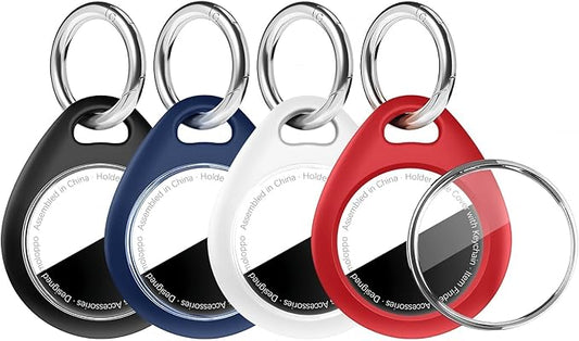 Holder for Air Tags-4 Pack for Apple for AirTag Holder for AirTag Keychain, Waterproof TPU Shell Protective Case with Keychain, for Air tag Accessories for GPS Item Finder Tracker, 4 Colors