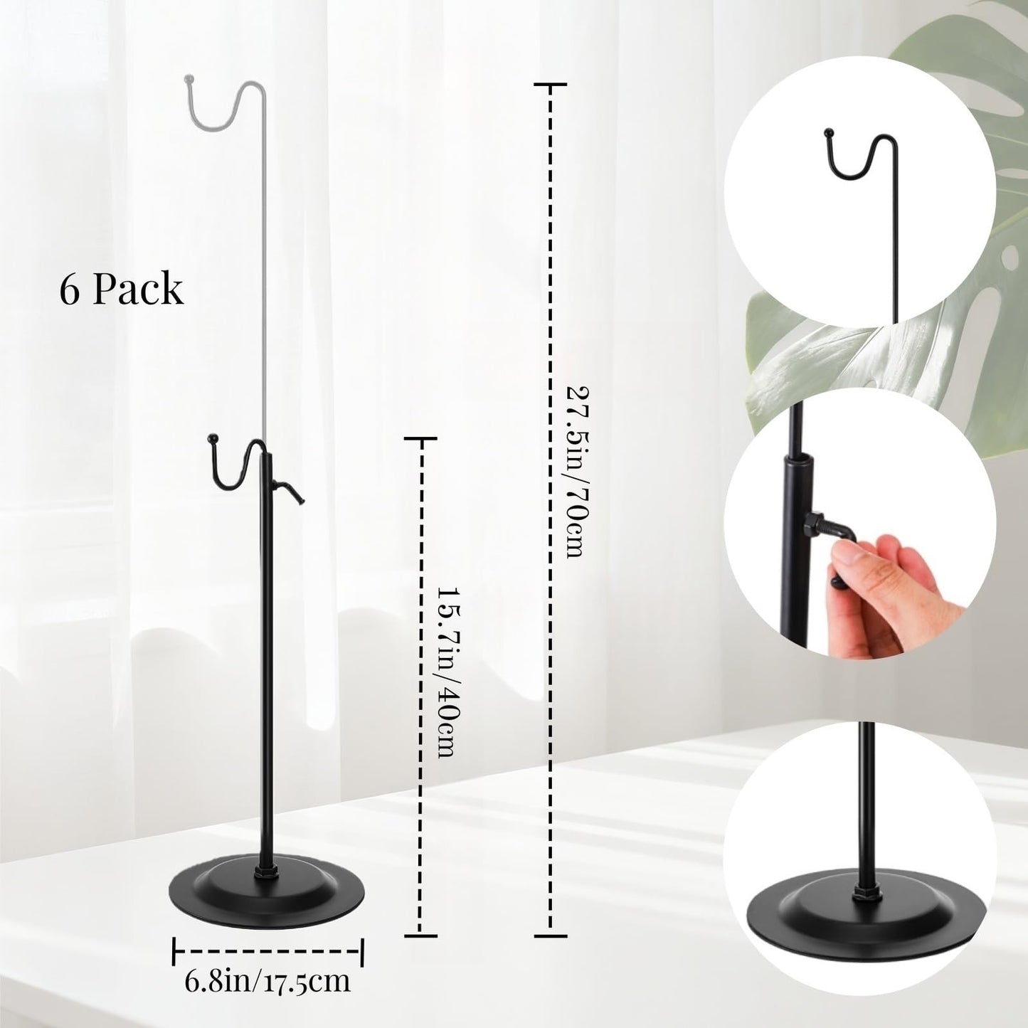 Mezchi 6 Pack Purse Display Stands, Adjustable Metal Handbag Holder, Single Hook Bag Display Rack Stand for vendors, Retail, Boutiques, Commercial Store, Black