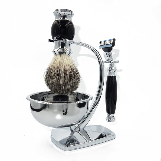 Magyfosia Men's Shaving Kit & Grooming Set,3-Layer Cartridge Shaving Razor,Badger Hair Shaving Brush,Stainless Steel Shaving Bowl and Stand Holder,Smooth,Precision,CLean Shaving Tools for Him