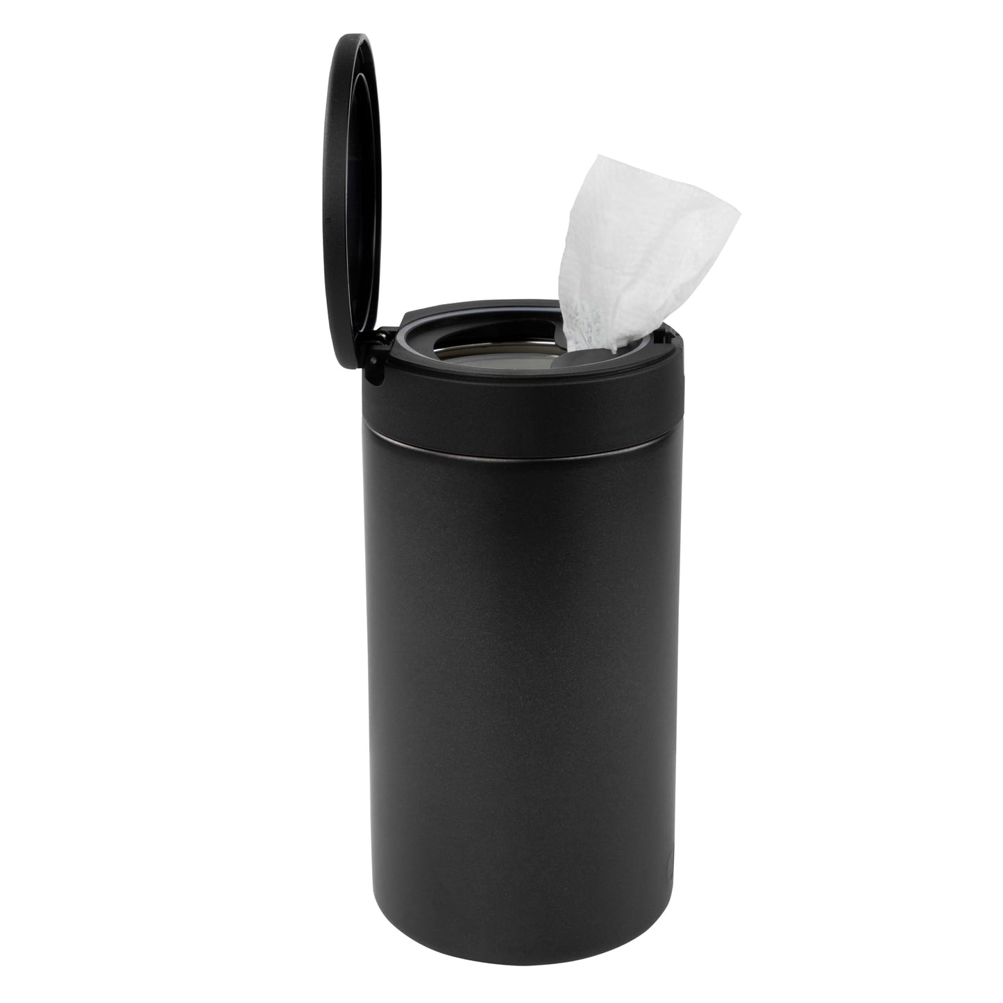 Spectrum Disinfecting Wipes Container Refillable Stainless Steel Wipe Holder for Bathroom Kitchen School Classroom, Reusable Push Button Wet Wipe Dispenser for Disinfect Cleaning Countertop, Black