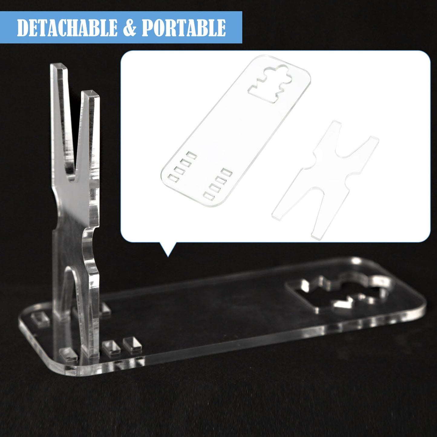 OCQOTAT 2Pcs Acrylic Display Pistol Rack-Adjustable Pistol Stand,Black Transparent Pistol Holder for Hand Gun,Portable Gun Rack for Gun Safe Hidden Gun Storage,Gun Holder Pistol Accessories,7.5x2.75