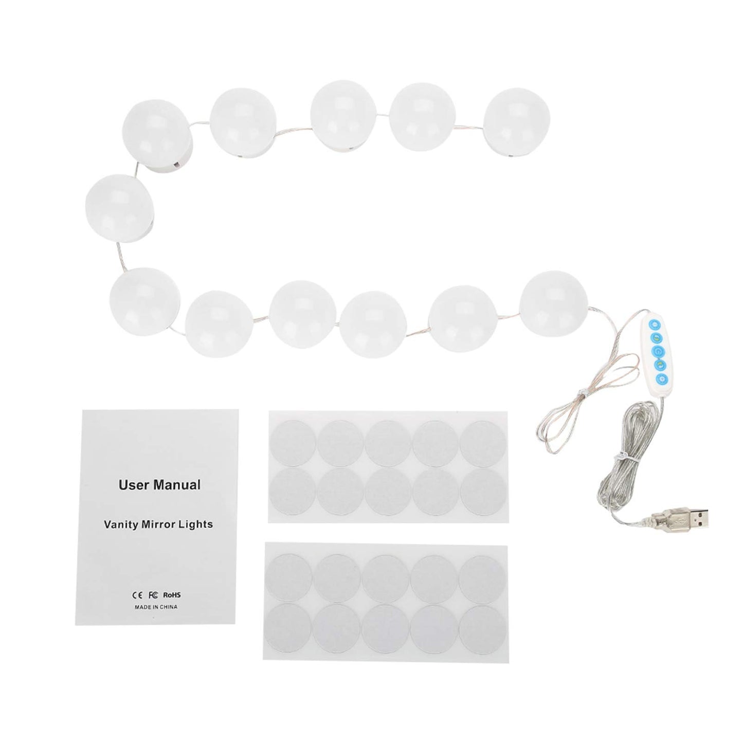 Estink Vanity Mirror Lights Kit, 12pcs Dimmable LED Makeup Light Bulbs, 1-5 Level, 3200-7000K, 10W, for Bathroom Dressing Room Beauty Salon