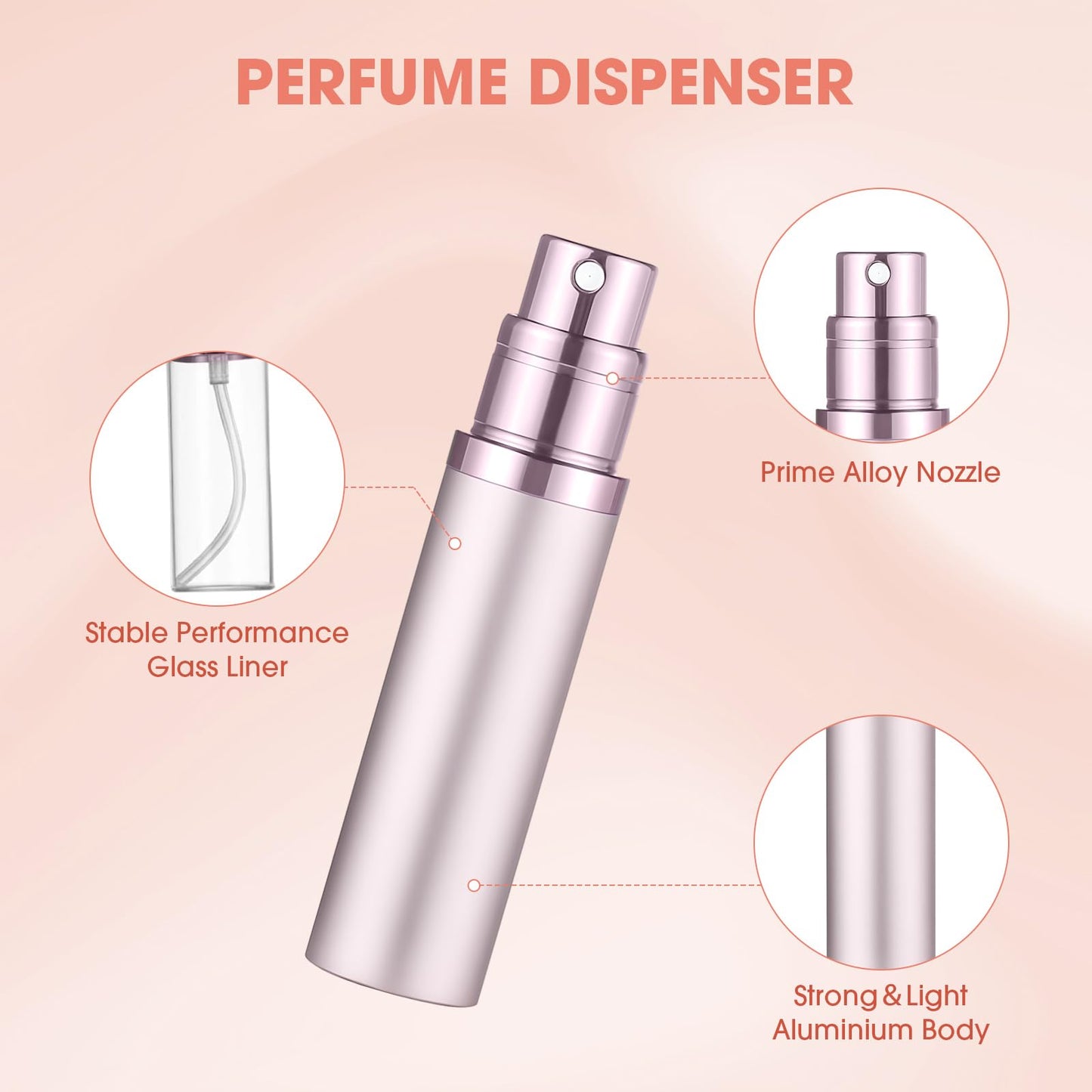 4PCS Perfume Travel Refillable Bottle, 5ml Cologne Travel Bottle, Atomizer Sprayer for Perfume, Mini Cologne Dispenser Empty Fragrance Spray for Women, Men, Gift(Black & Grey & Rose Gold & Pink)