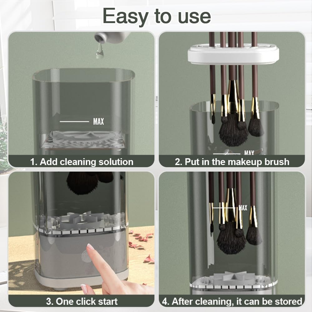 HorizonMart - Automatic Makeup Brush Cleaner Machine - Fast Dryer & Deep Cleaning Tool for All Brush Sizes, Portable & Easy to Use.