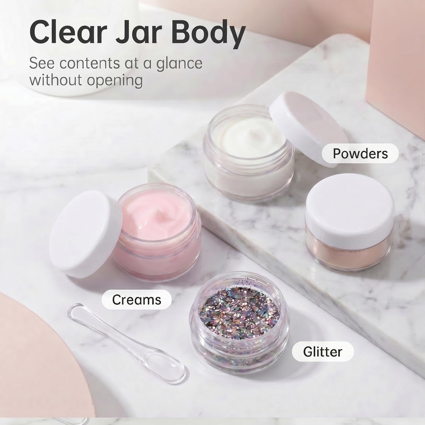 3 Gram Sample Containers with Lids, 100 Count Tiny Sample Jars, Empty Lip Balm Containers, Mini Cosmetic Container with Lids, Makeup Travel Container with Labels, Mini Disposable Spatulas
