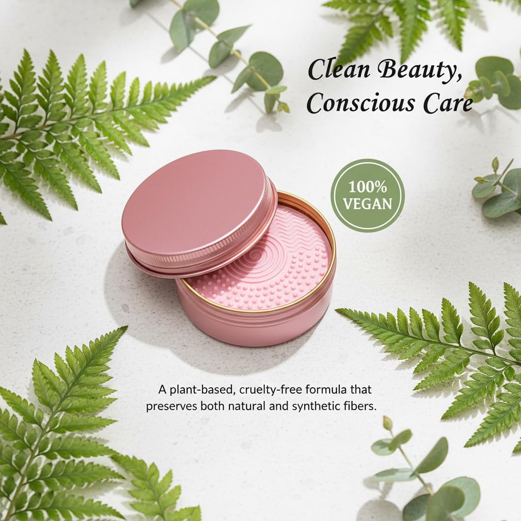Shellfairy Makeup Brush Cleaner Soap With Silicone Cleaning Pad, Cleans Waterproof Makeup For Synthetic & Natural Brushes & Sponges, Deep Cleaning, 100g/3.53oz (White)