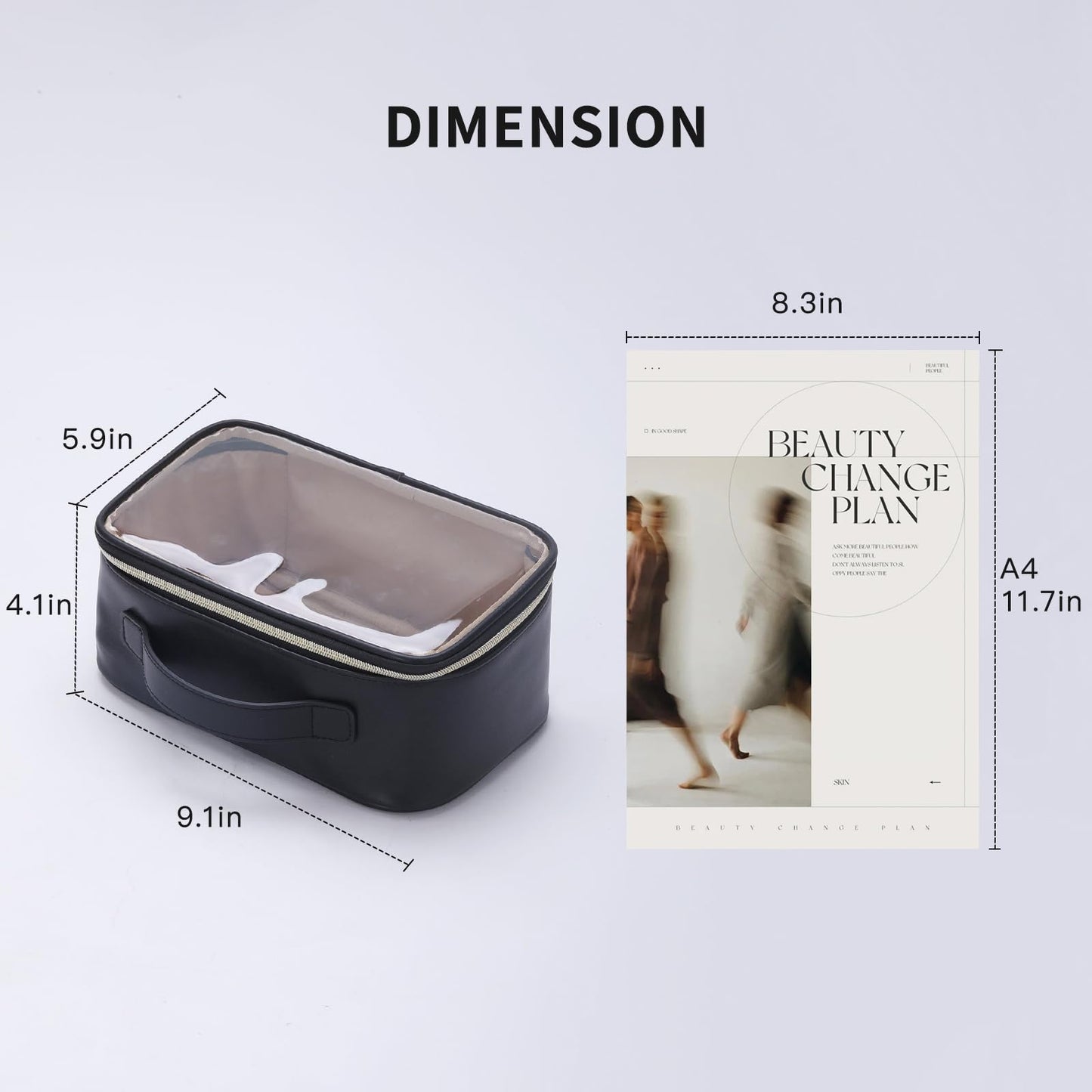 Large Cosmetic Bag with Hanging,Clear Makeup Organizer Bag for Travel,Toiletry Bag for Women,Black
