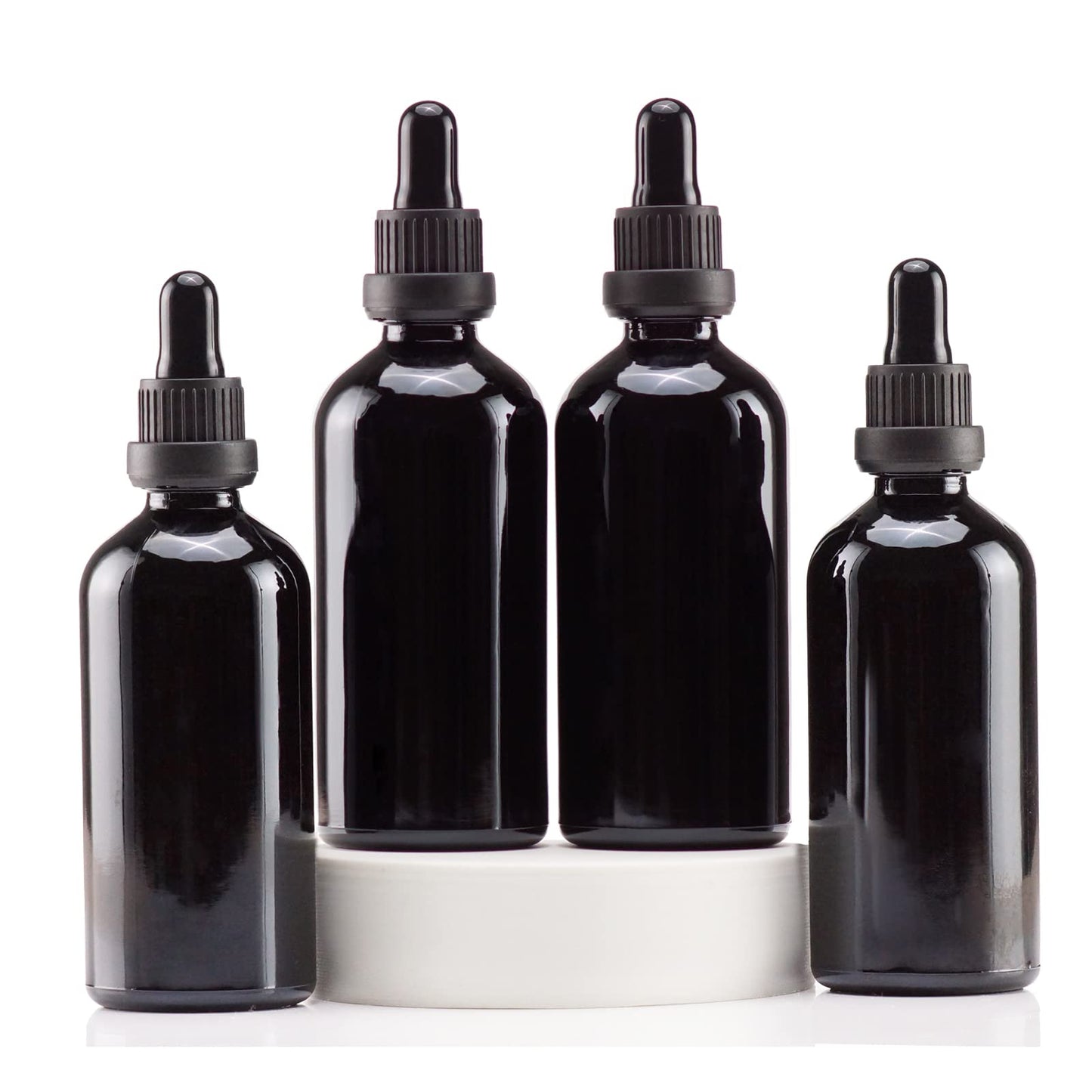 YIZHAO Black Glass Dropper Bottle 4oz, Tincture Bottles with Glass Dropper, for Essential Oils, Aromatherapy, Cosmetic, Laboratory, Pharmacy, Liquids, Travel –4 Pcs