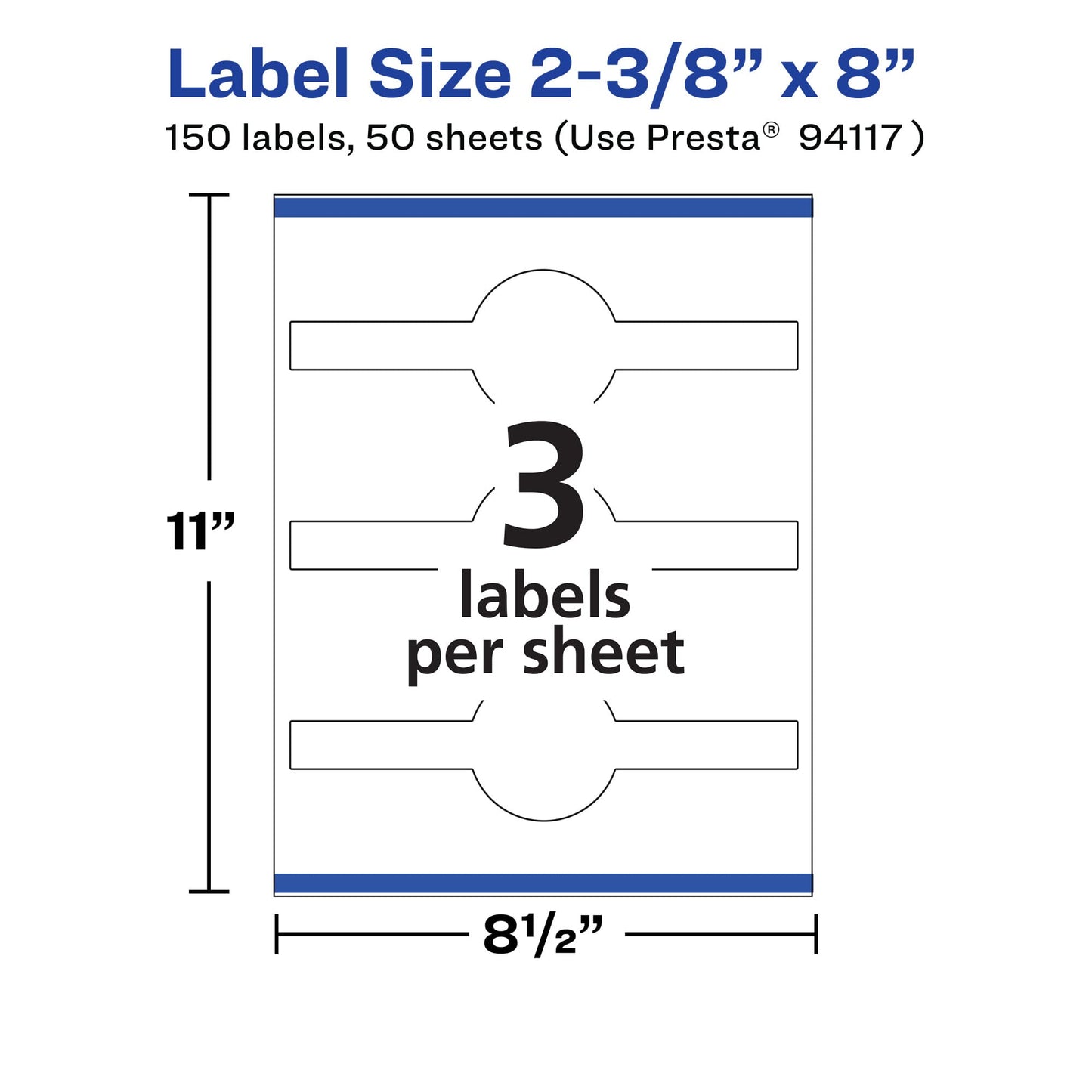 Avery Matte White Wraparound Band Labels, Sure Feed Technology, 2-3/8" x 8", Cigar Band Labels, Permanent Adhesive, Laser/Inkjet Printable, 150 Total