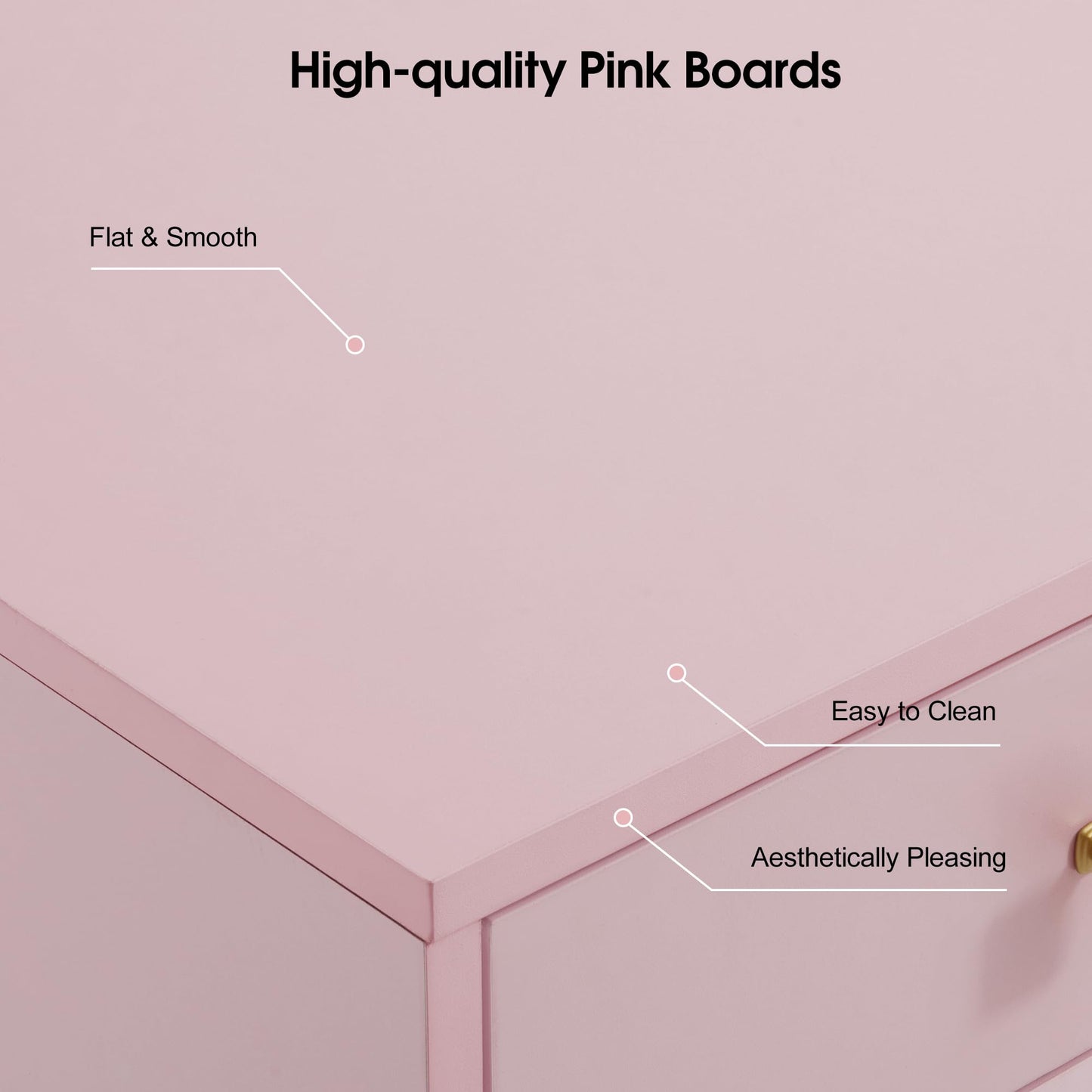 BarberPub Manicure Table with Storage Drawers, Nail Salon Desk for Nail Tech, Makeup Station with Round Handles, Beauty Equipment with Display Open Space 2990 (White&Pink)