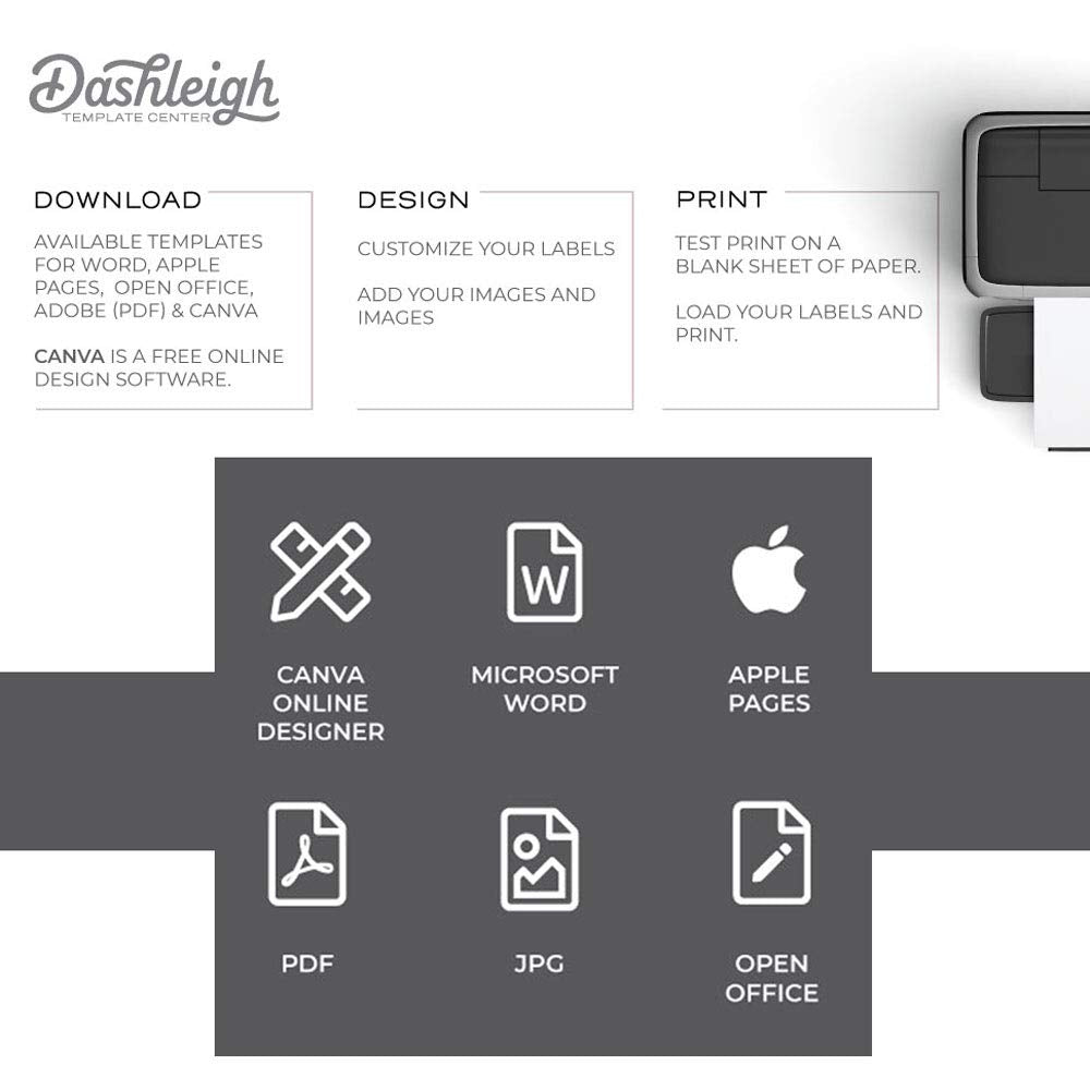 Dashleigh 1 x 5 Inch Wrap Around Labels, 70 Blank Waterproof Printable Vinyl Stickers for Jars and Bottles - 5x1 Self-Adhesive White Label Sheets for Inkjet Printer, Cosmetic, Candle, Soap, 1oz Jar