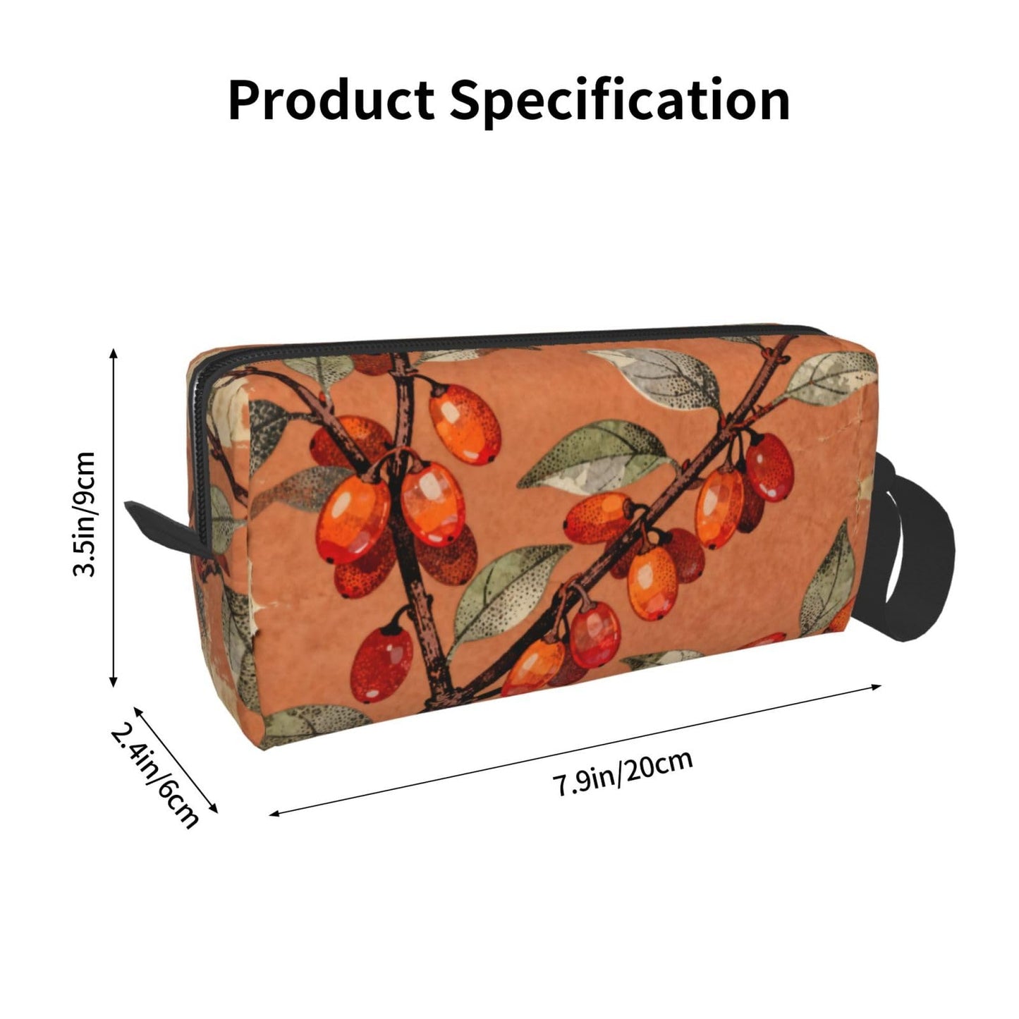 OLUSENMO Dogwood Berries Makeup Bag Organizer Compact & Durable Berry Travel Cosmetic Bag Oxford Fabric Impact-Resistant Multi-Purpose Storage Perfect for Travel, Gym, Daily Use