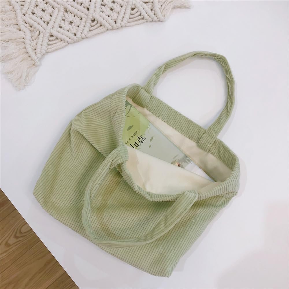 Sminra Corduroy Small Tote Bible Bag for Women, Mini Daily Handbag Cute Aesthetic for Book, Essential, Water Bottle Organizer (Dusty Green)