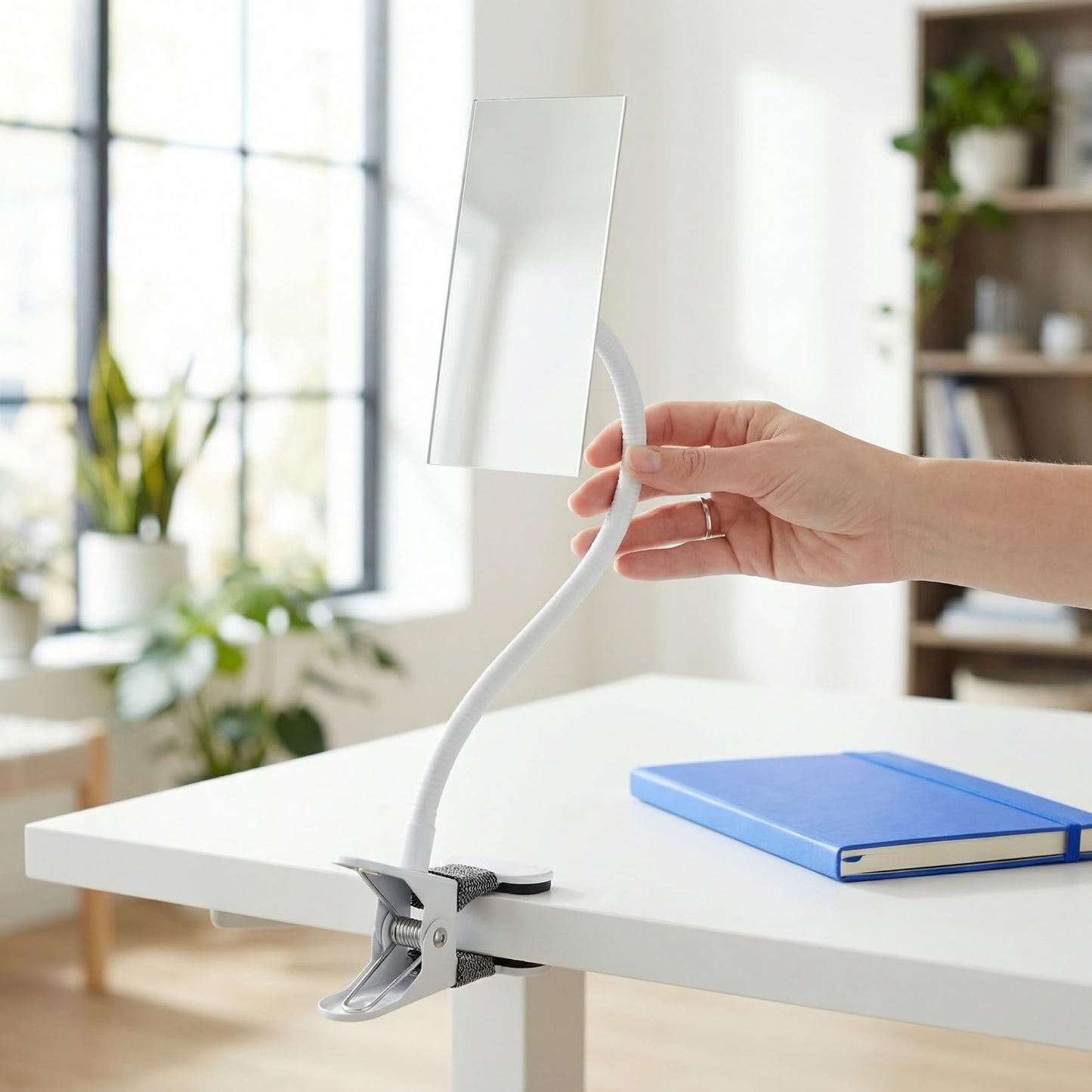 IMIKEYA Clip-On Desk Makeup Mirror for Cubicle, Anti-Peeping Privacy Mirror, Convex Rear View Desk Mirror for Office Computer Monitor, Adjustable Gooseneck Clamp Mirror