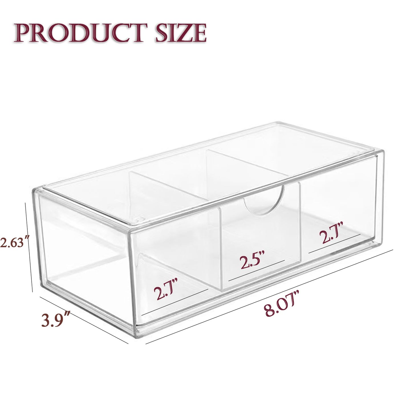 PINGANBUSU Hair Accessories Organizer for Girls, Clear Acrylic Hair Tie Organizer, or Headband, bows，Cute Small Stackable Storage Drawer Container Caddy Box for Bathroom Vanity Countertop 3PCS