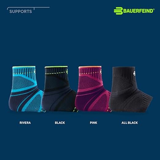 Bauerfeind Sports Ankle Support Dynamic - Ankle Compression Sleeve for Freedom of Movement - 3D AirKnit Fabric for Breathability - Premium Quality & Washable (XS, All Black)