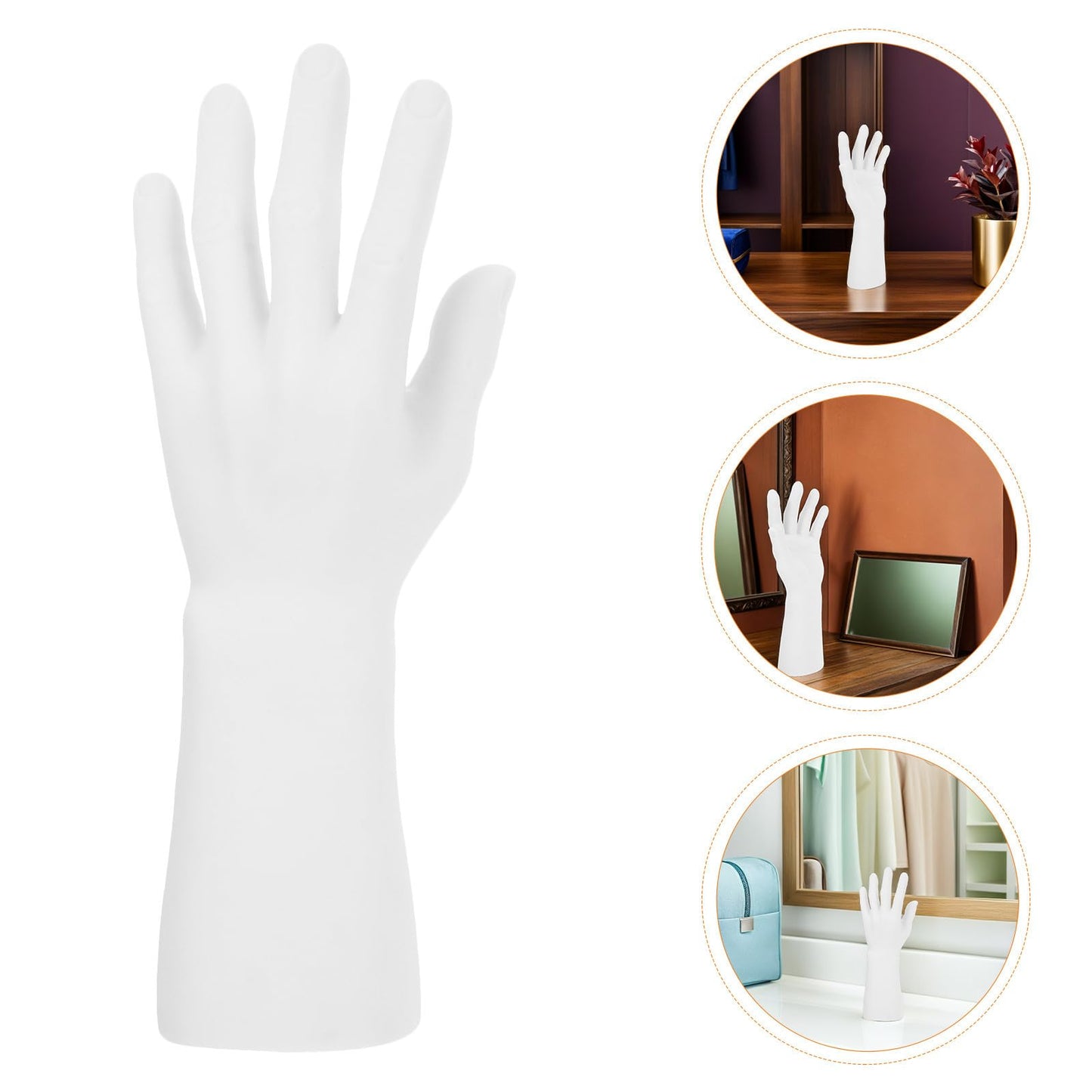 Uonlytech White Vinyl Male Hand Jewelry Display Stand Realistic Proportion Design, Lightweight and Versatile Display Solution for Bracelets, Rings, Necklaces, and Gloves in Jewelry Stores