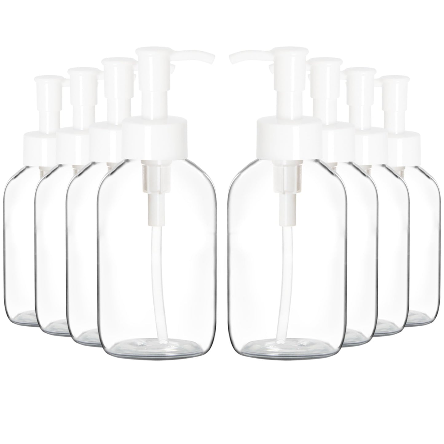 Youngever 12 Pack 4 Ounce Plastic Pump Bottles, Refillable Plastic Pump Bottles for Dispensing Lotions, Liquid Soap (Clear Bottle with White Pump)